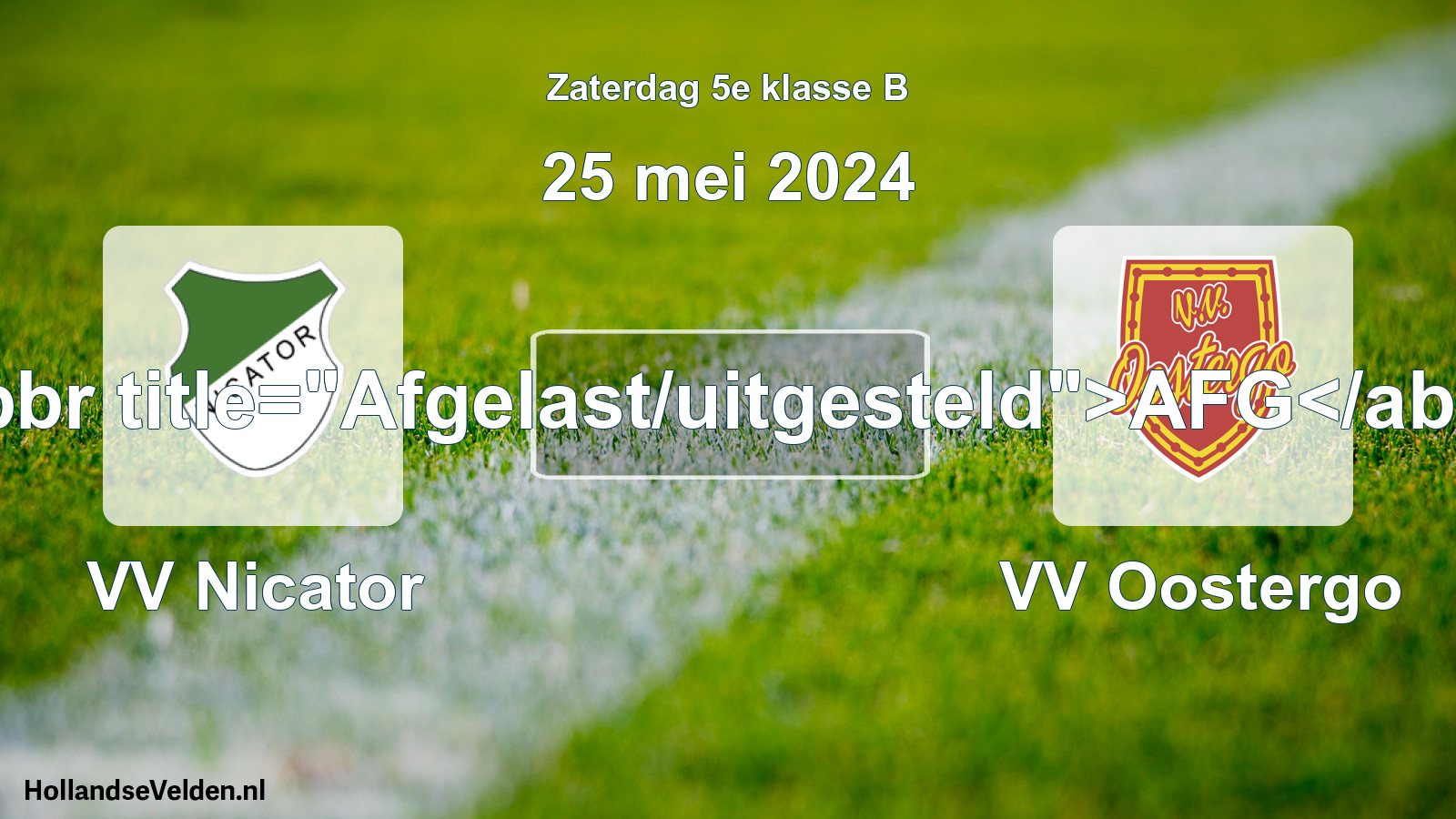 Scheduled Match: VV Nicator - VV Oostergo (25 May 2024)