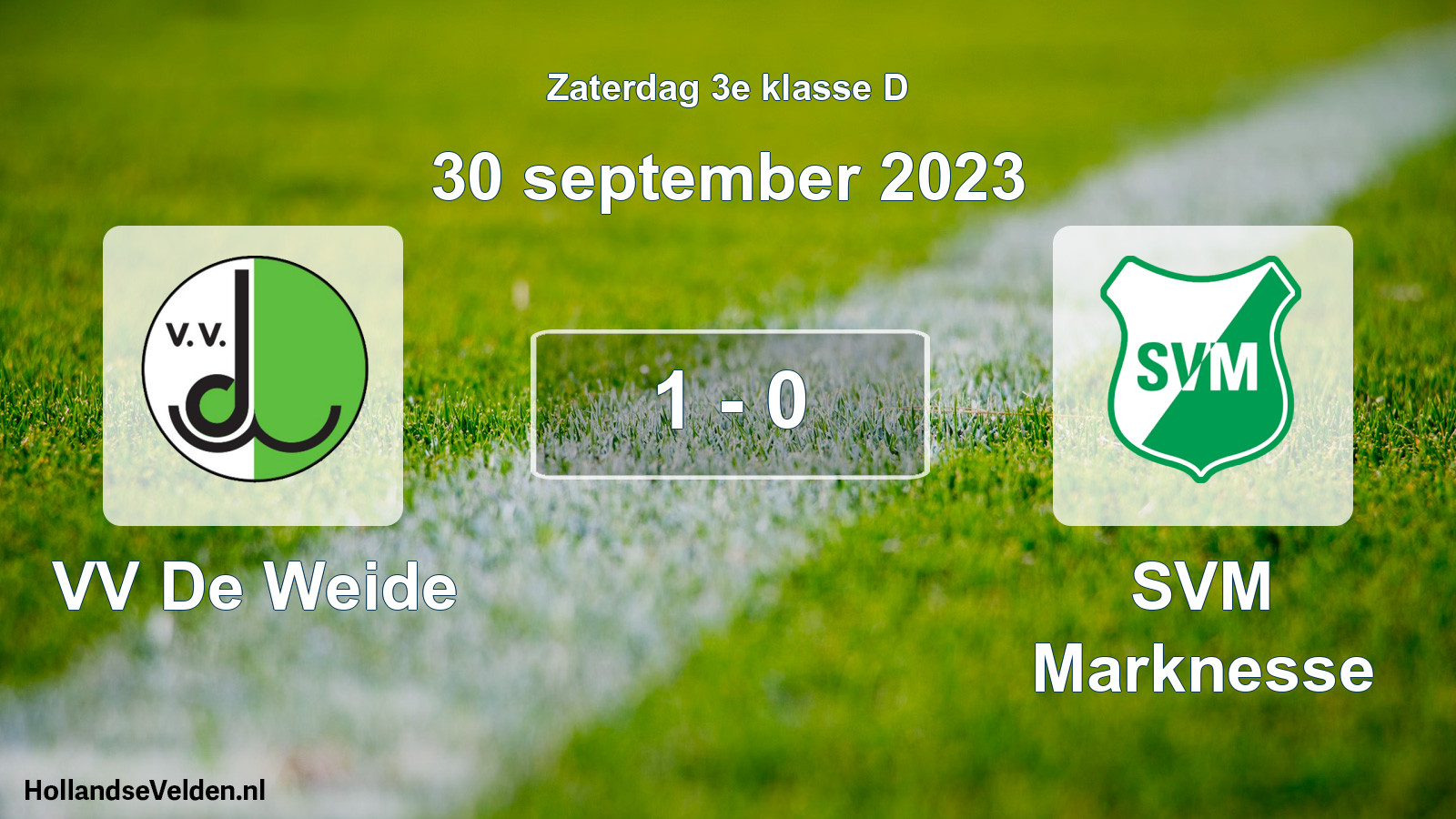 Total number of matches played: VV De Weide - SVM Marknesse 1 - 0 (30 September 2023)