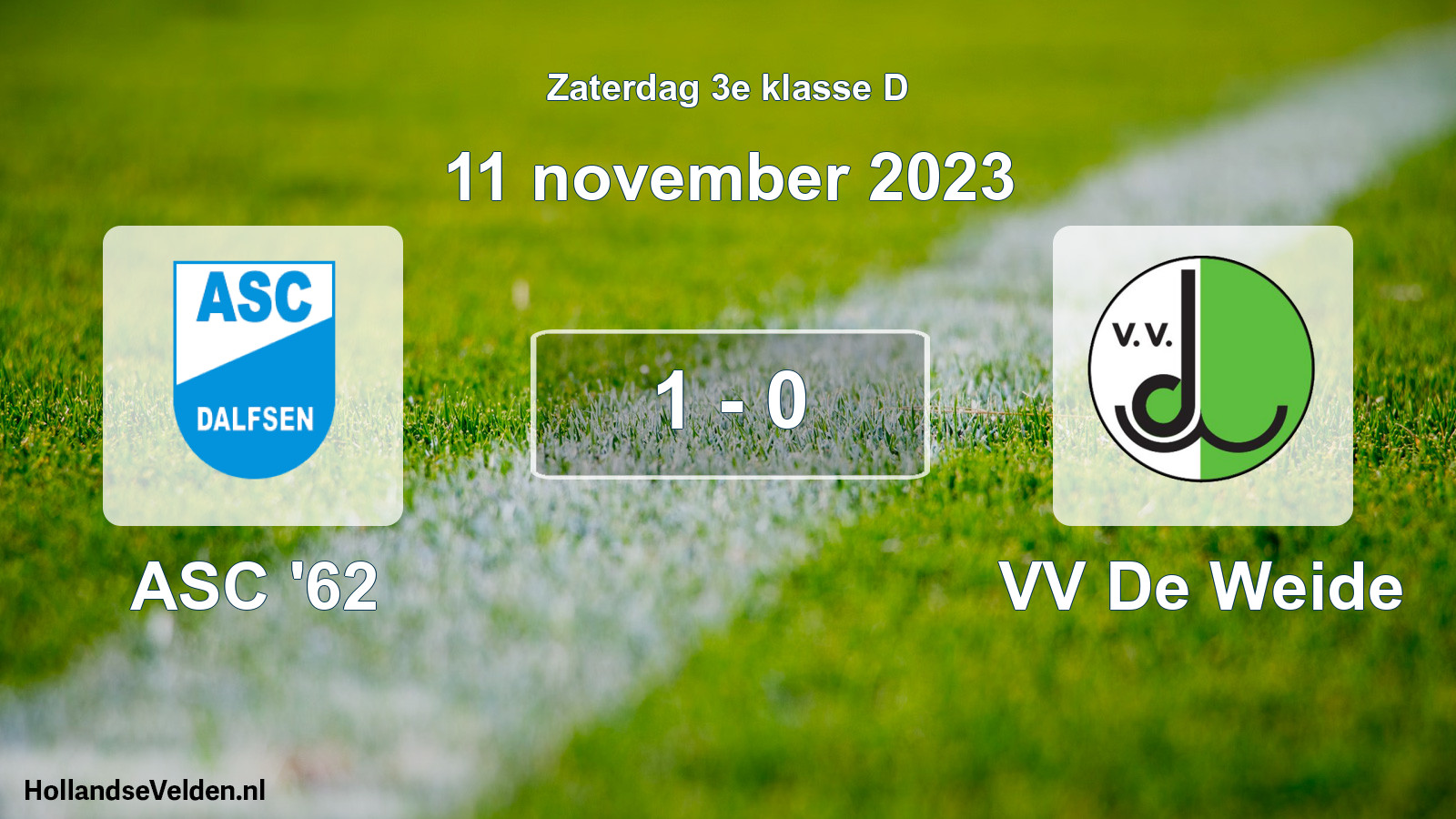 Total number of matches played: ASC '62 - VV De Weide 1 - 0 (11 November 2023)
