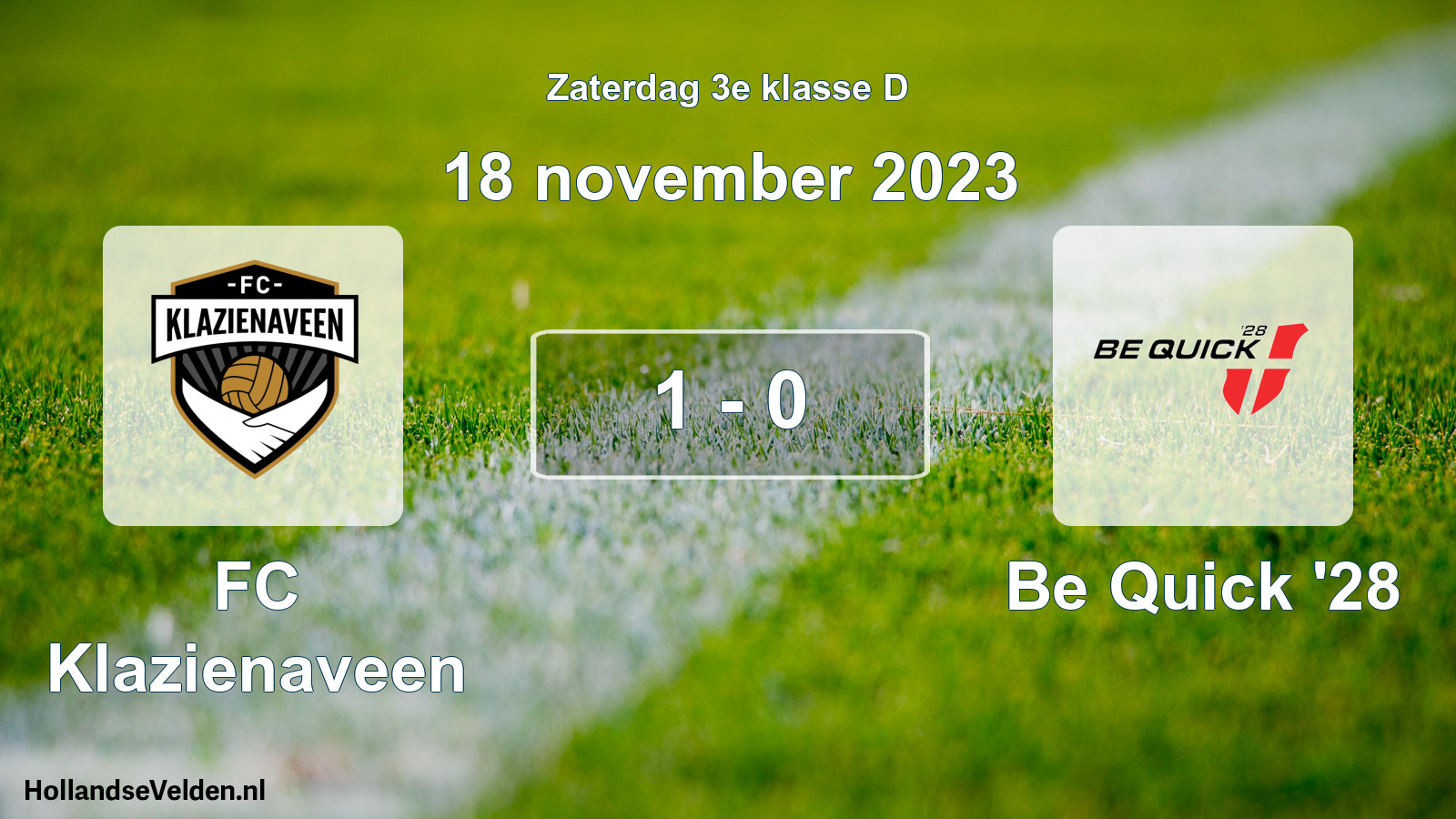 Total number of matches played: FC Klazienaveen - Be Quick '28 1 - 0 (18 November 2023)