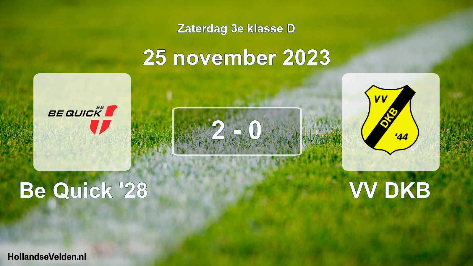 Total number of matches played: Be Quick '28 - VV DKB 2 - 0 (25 November 2023)