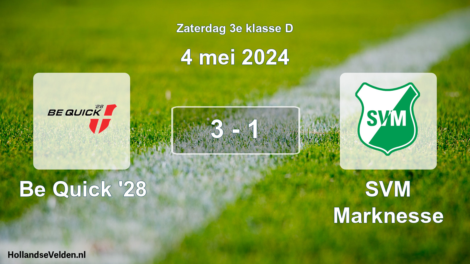 Total number of matches played: Be Quick '28 - SVM Marknesse 3 - 1 (4 May 2024)