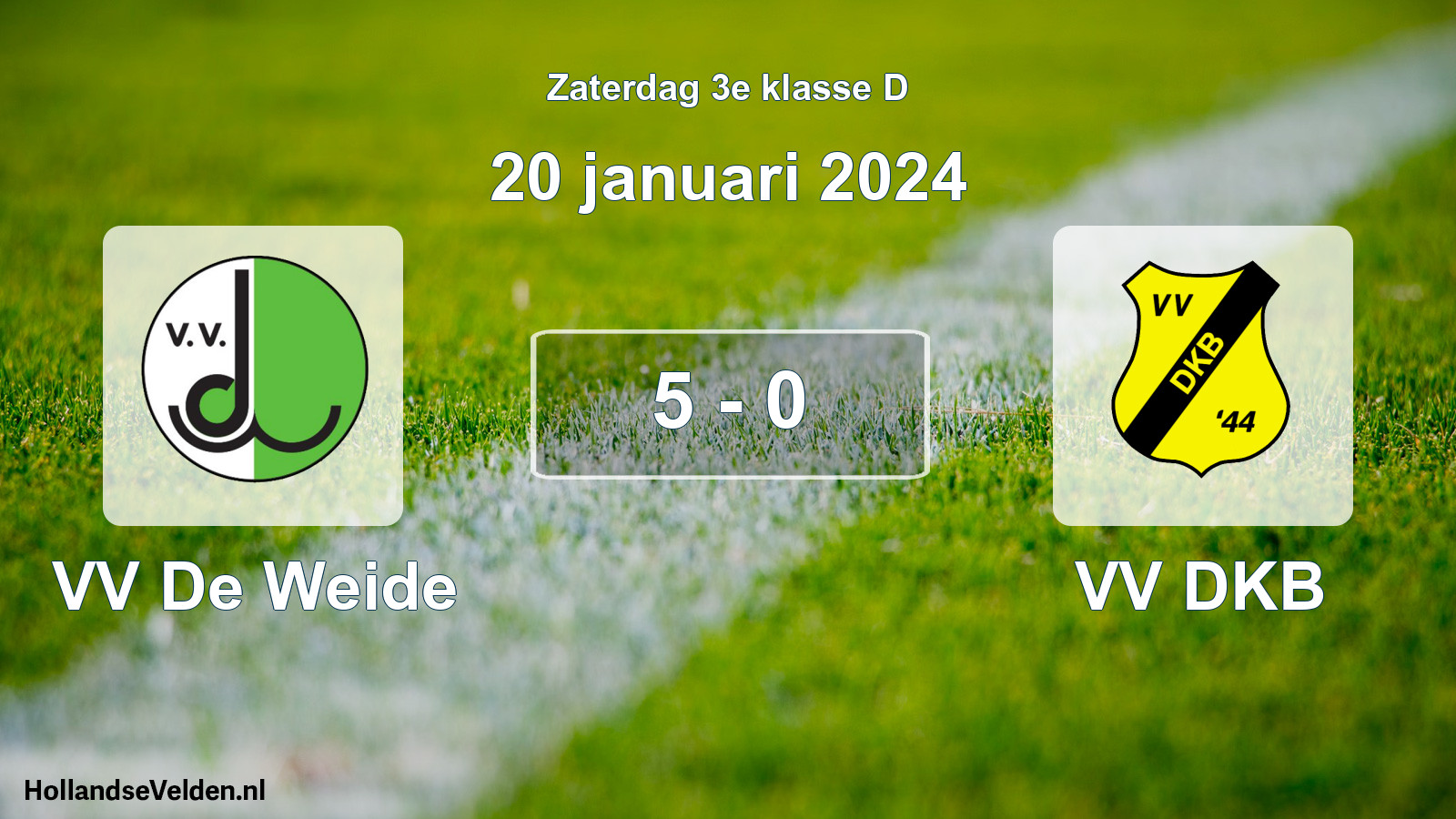 Total number of matches played: VV De Weide - VV DKB 5 - 0 (20 January 2024)