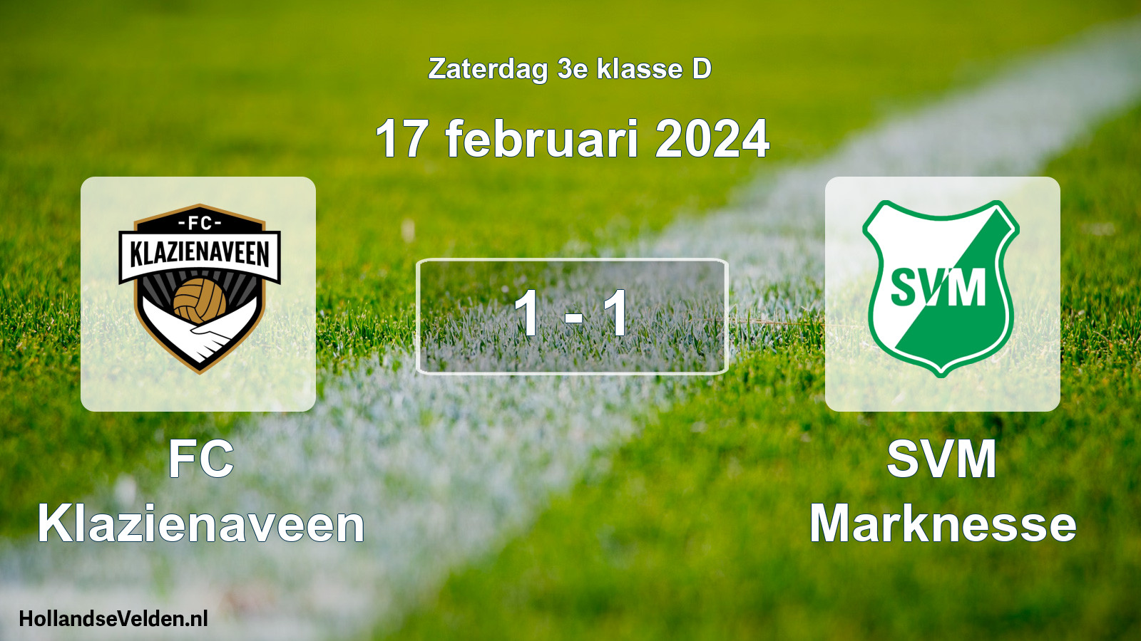 Total number of matches played: FC Klazienaveen - SVM Marknesse 1 - 1 (17 February 2024)