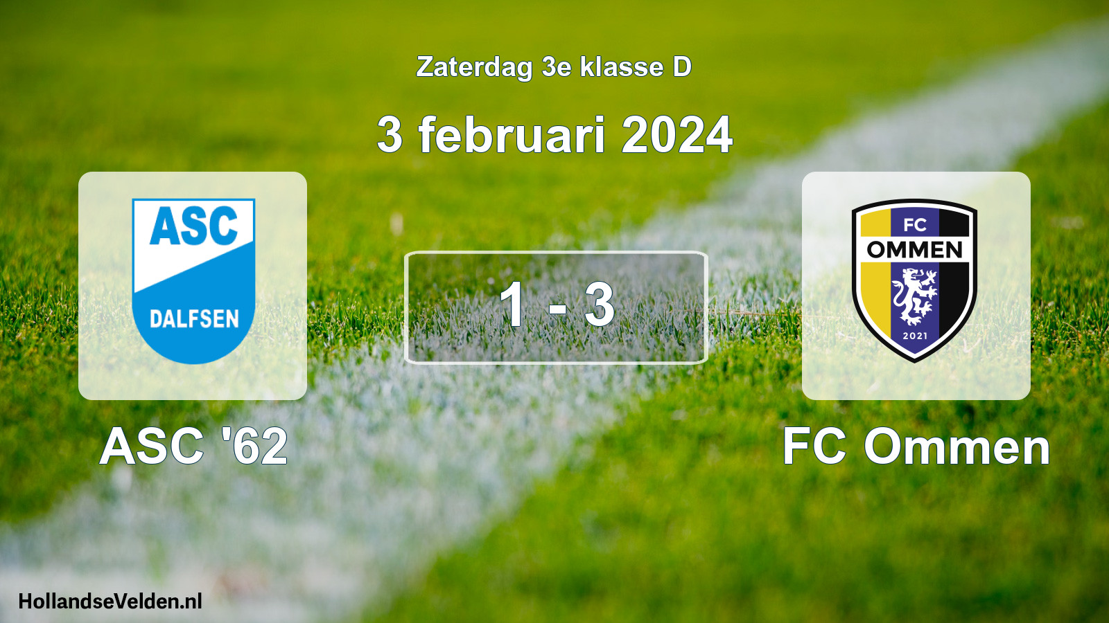Total number of matches played: ASC '62 - FC Ommen 1 - 3 (3 February 2024)