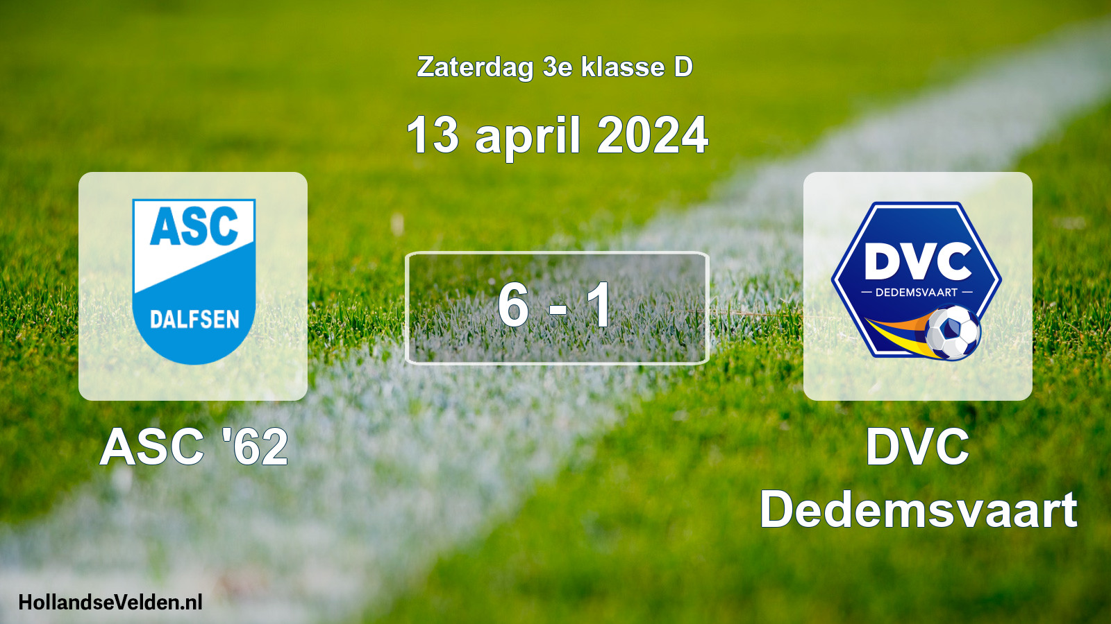 Total number of matches played: ASC '62 - DVC Dedemsvaart 6 - 1 (13 April 2024)