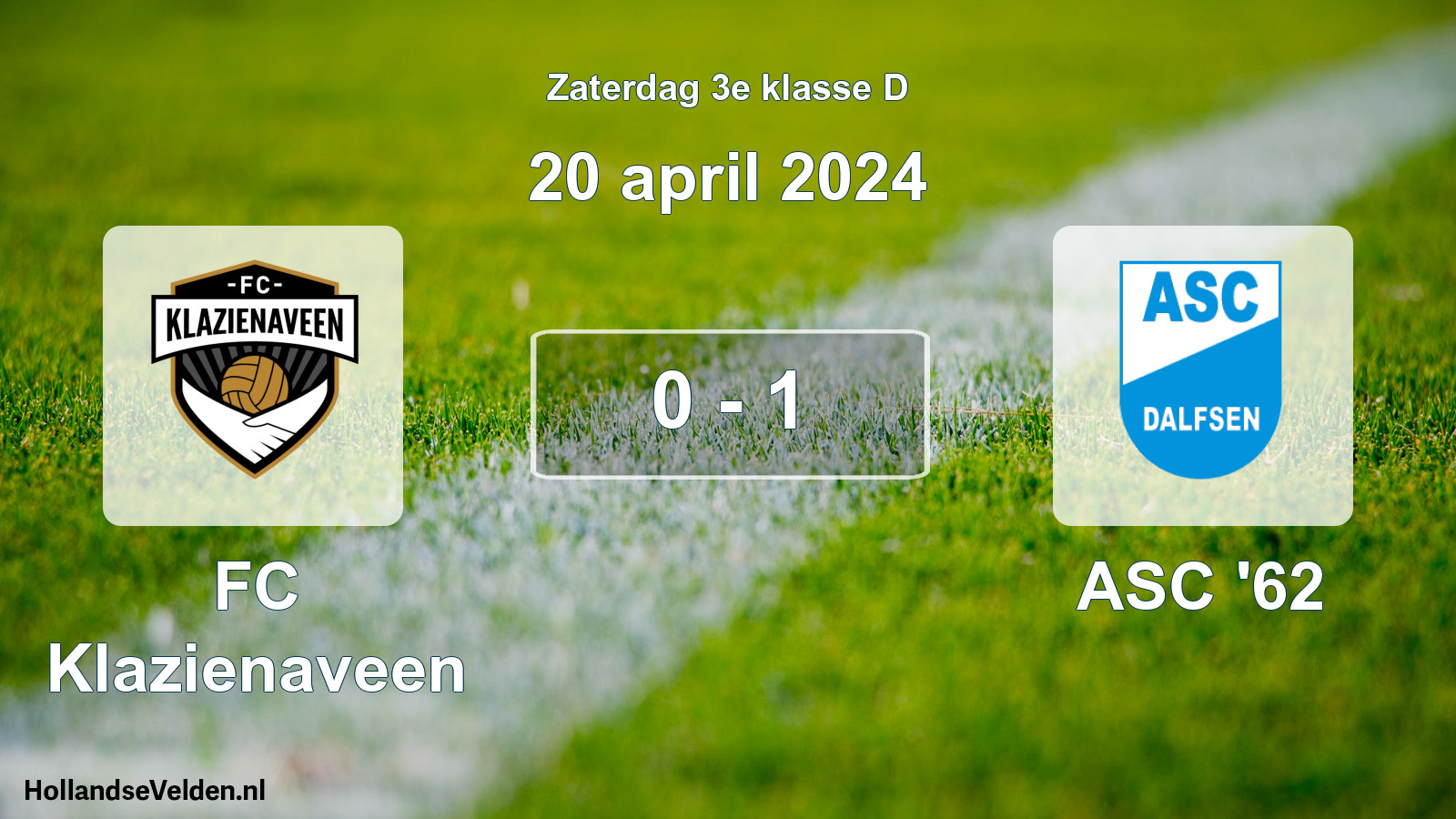 Total number of matches played: FC Klazienaveen - ASC '62 0 - 1 (20 April 2024)