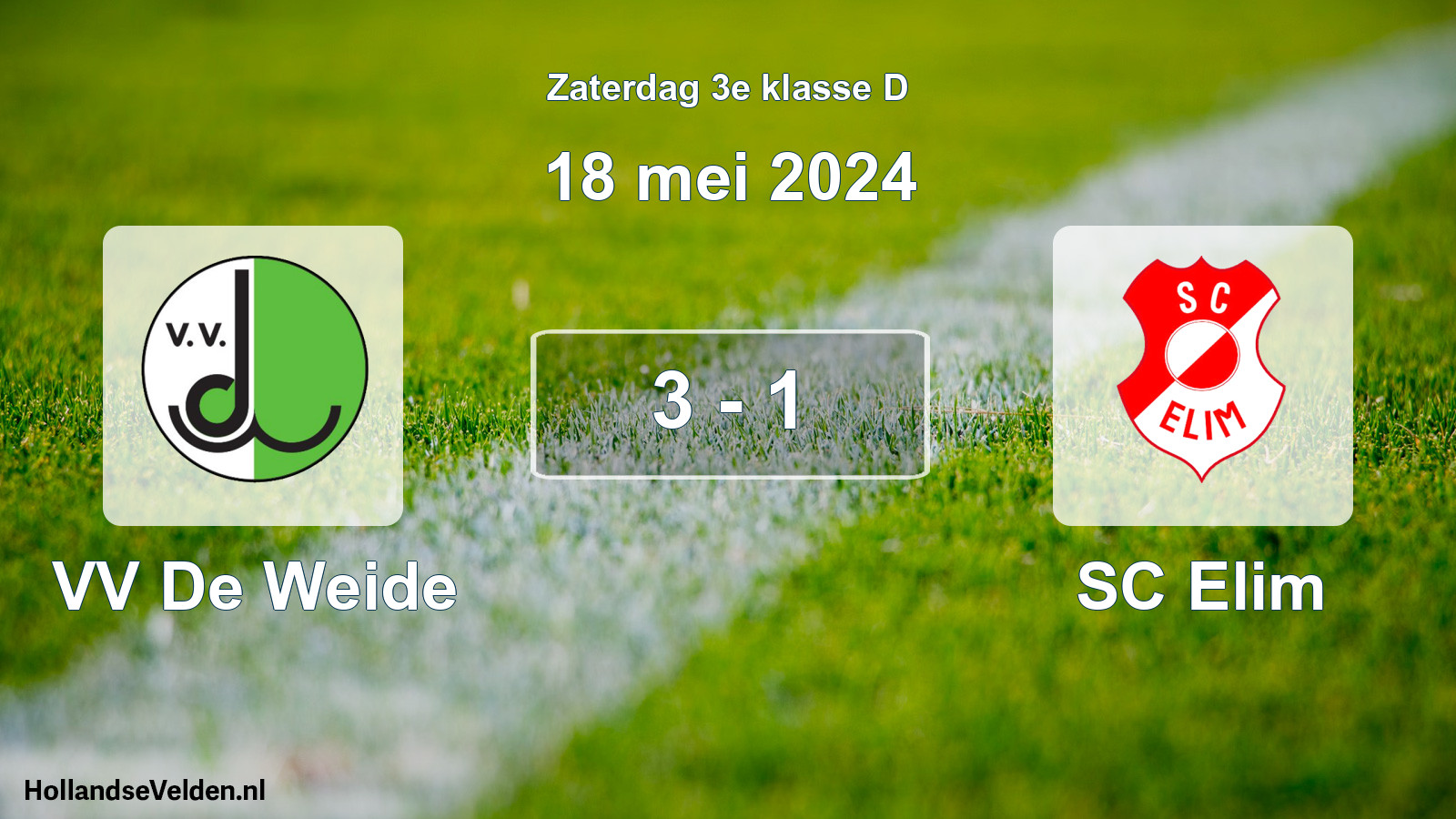 Total number of matches played: VV De Weide - SC Elim 3 - 1 (18 May 2024)