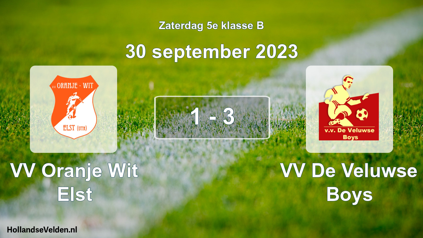 Total number of matches played: VV Oranje Wit Elst - VV De Veluwse Boys 1 - 3 (30 September 2023)