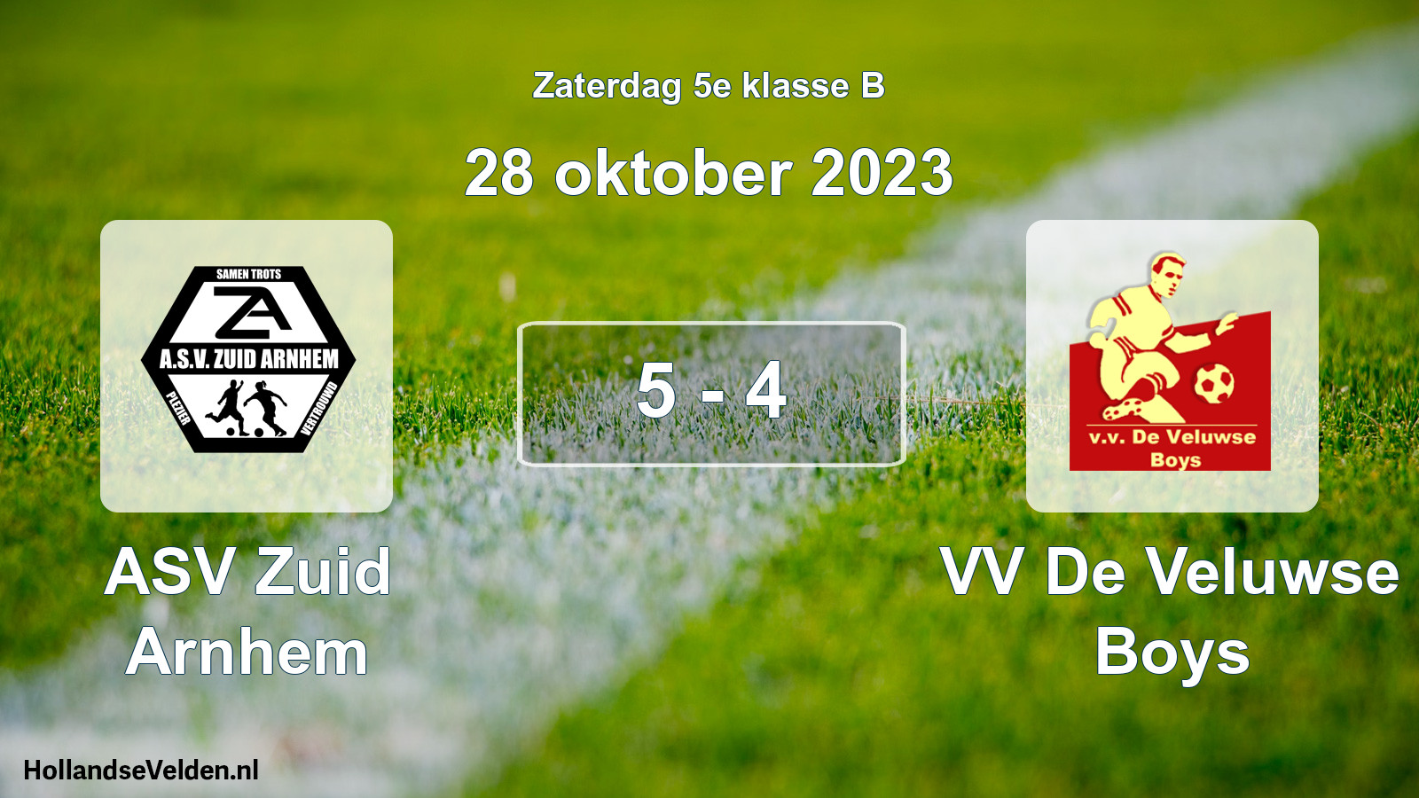 Total number of matches played: ASV Zuid Arnhem - VV De Veluwse Boys 5 - 4 (28 October 2023)