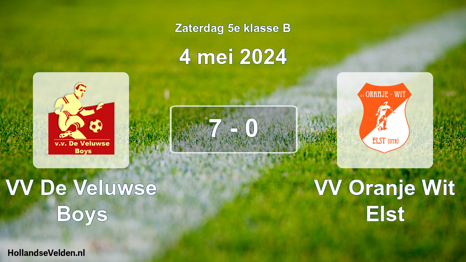 Total number of matches played: VV De Veluwse Boys - VV Oranje Wit Elst 7 - 0 (4 May 2024)