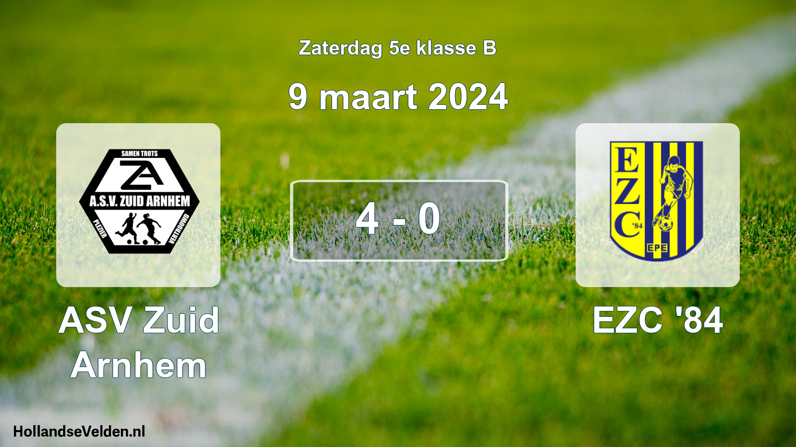 Total number of matches played: ASV Zuid Arnhem - EZC '84 4 - 0 (9 March 2024)