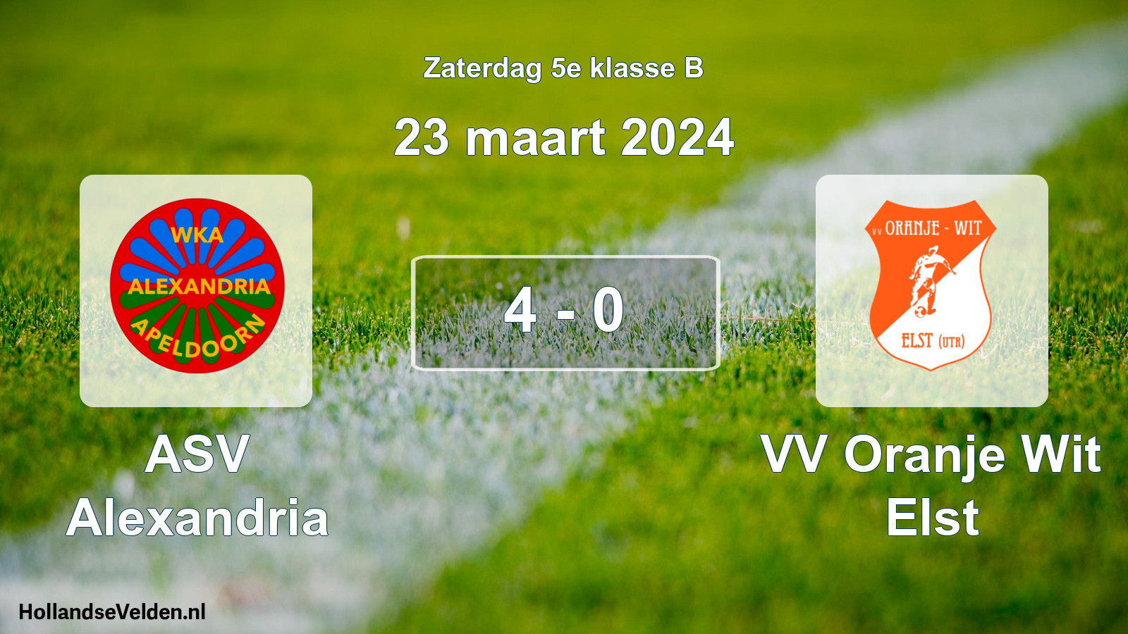 Total number of matches played: ASV Alexandria - VV Oranje Wit Elst 4 - 0 (23 March 2024)