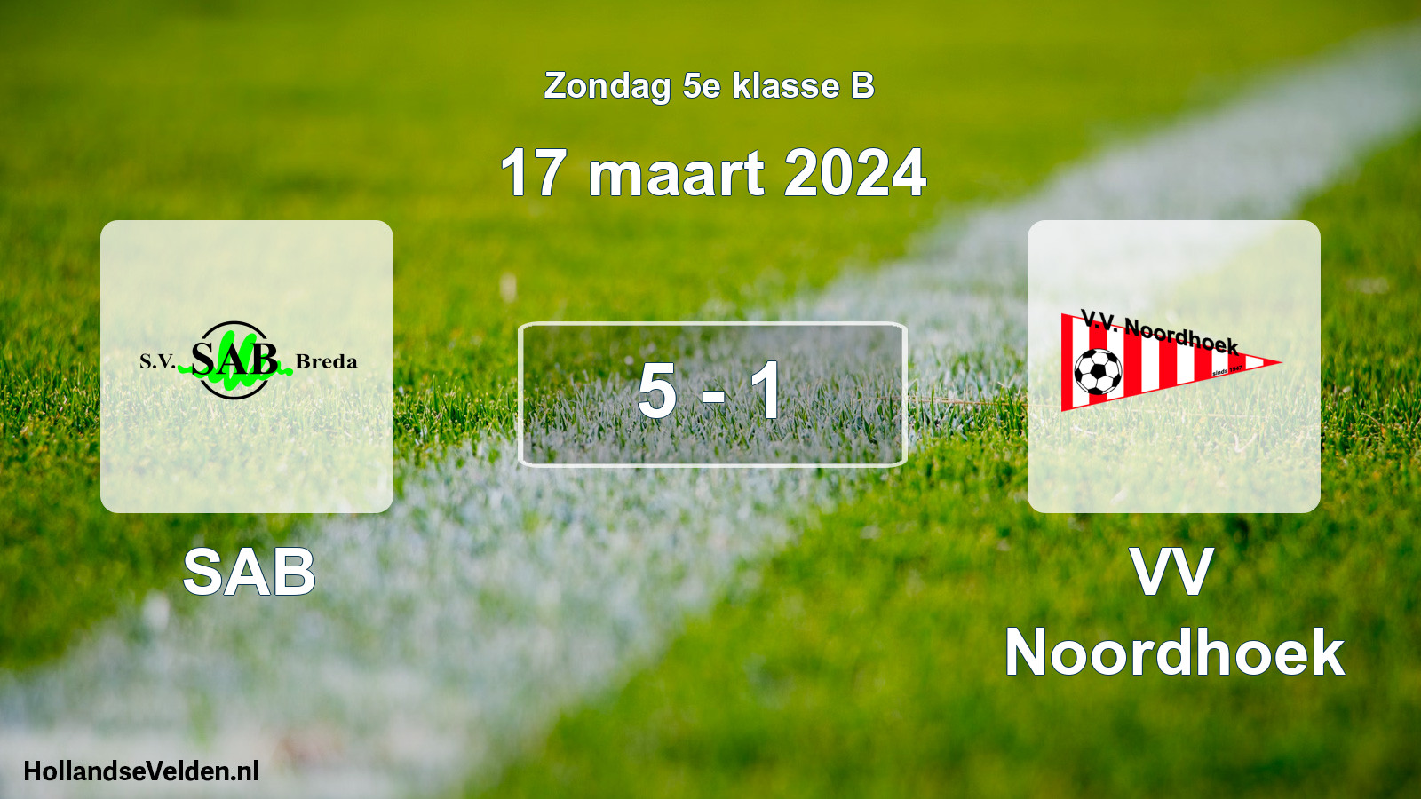 Total number of matches played: SAB - VV Noordhoek 5 - 1 (17 March 2024)