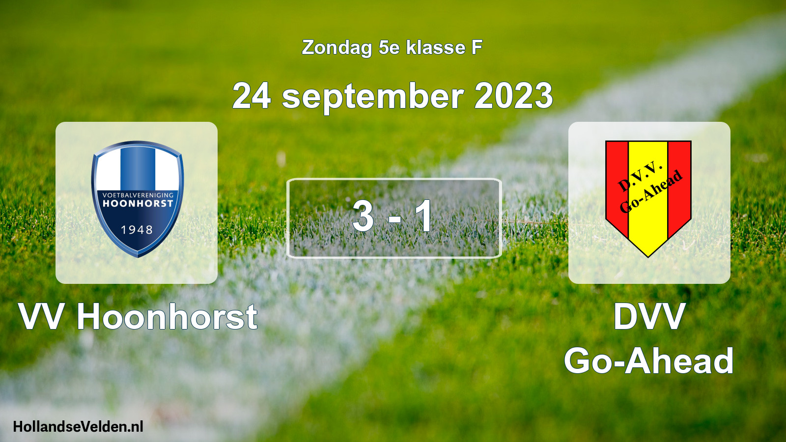 Total number of matches played: VV Hoonhorst - DVV Go-Ahead 3 - 1 (24 September 2023)