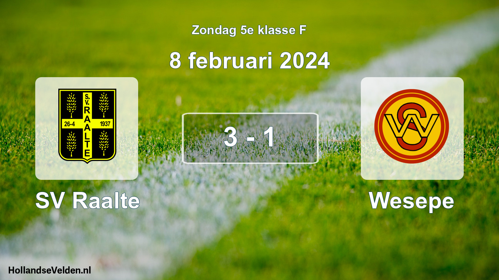 Total number of matches played: SV Raalte - Wesepe 3 - 1 (8 February 2024)