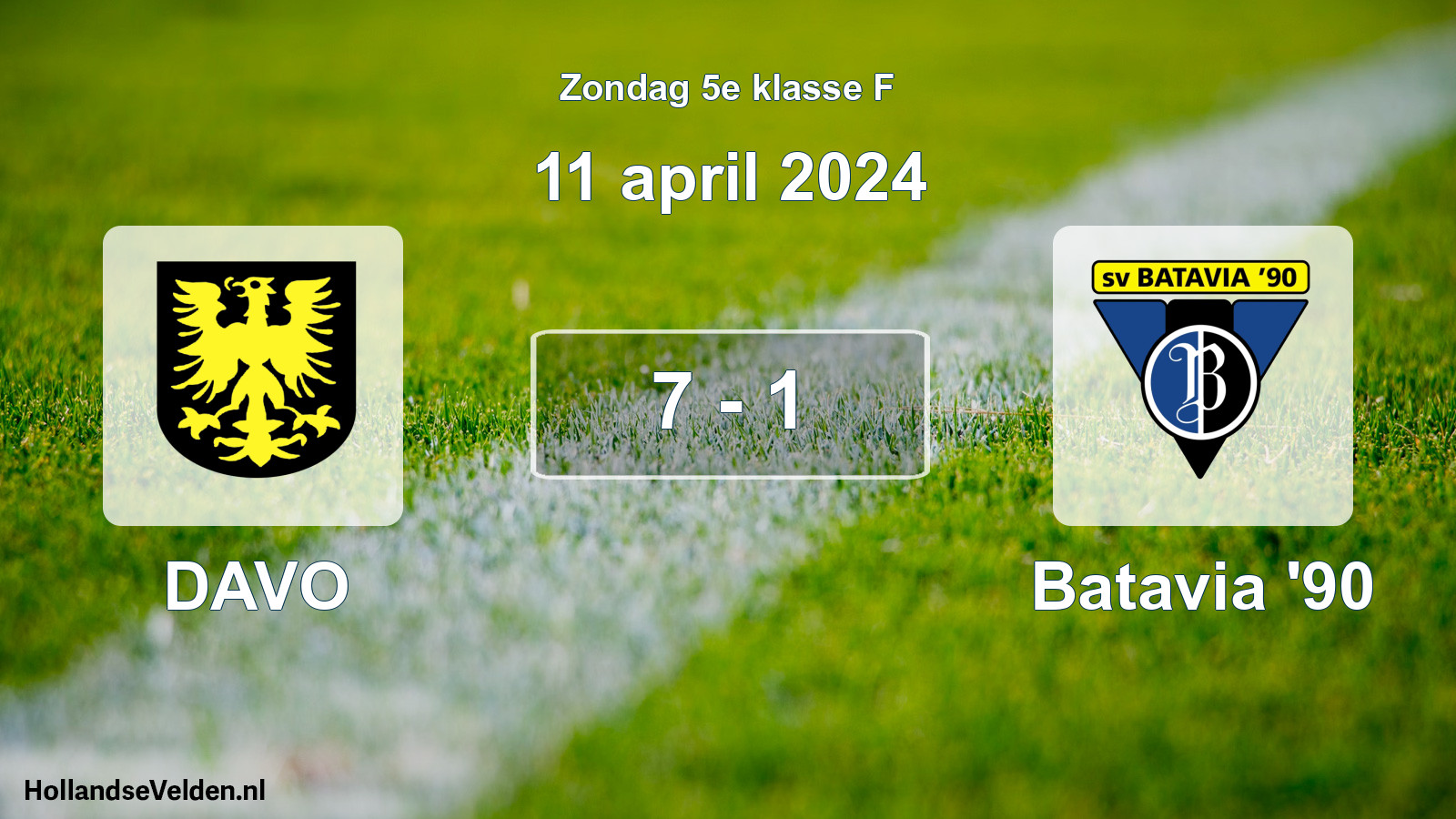 Total number of matches played: DAVO - Batavia '90 7 - 1 (11 April 2024)