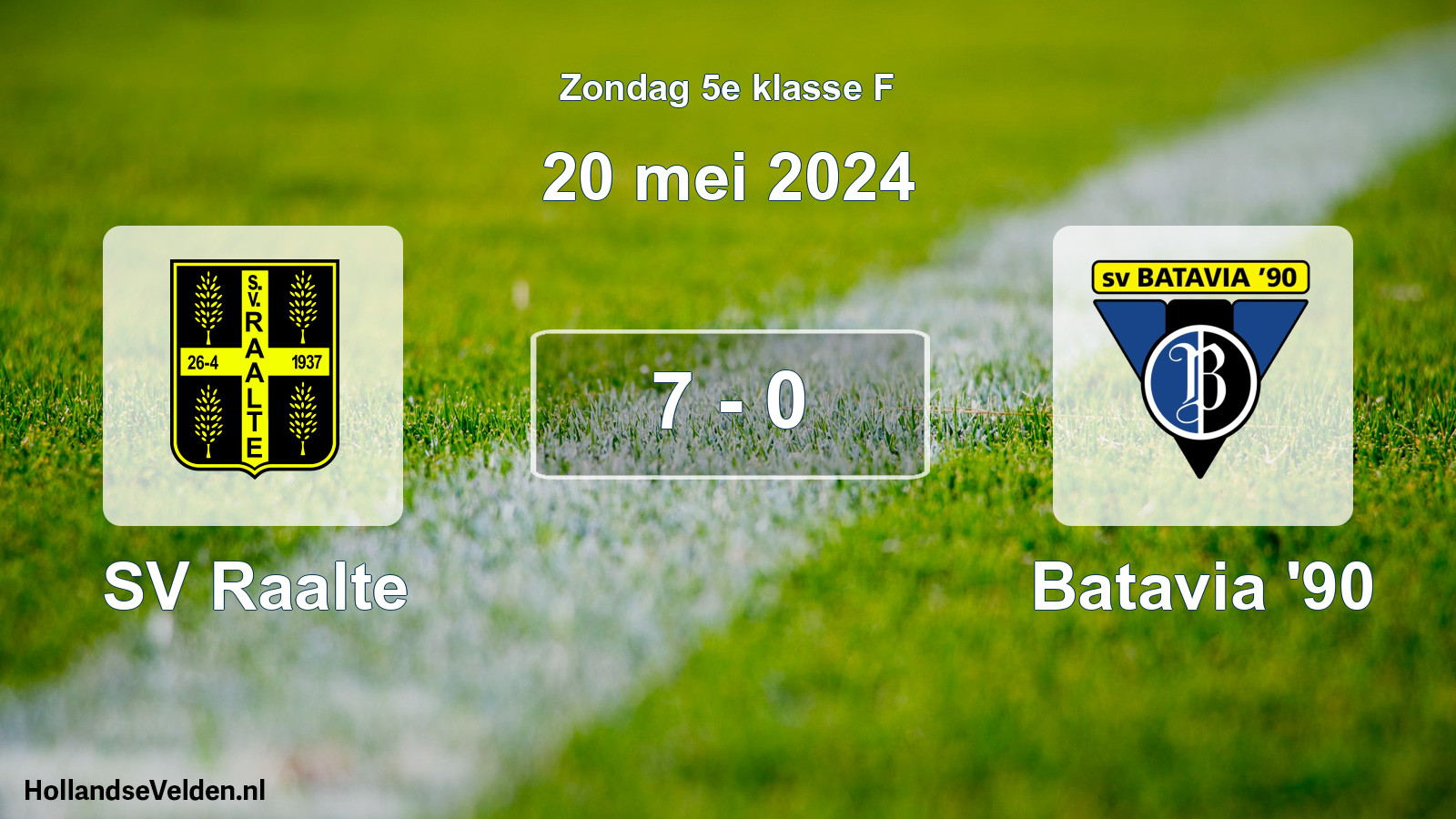 Total number of matches played: SV Raalte - Batavia '90 7 - 0 (20 May 2024)