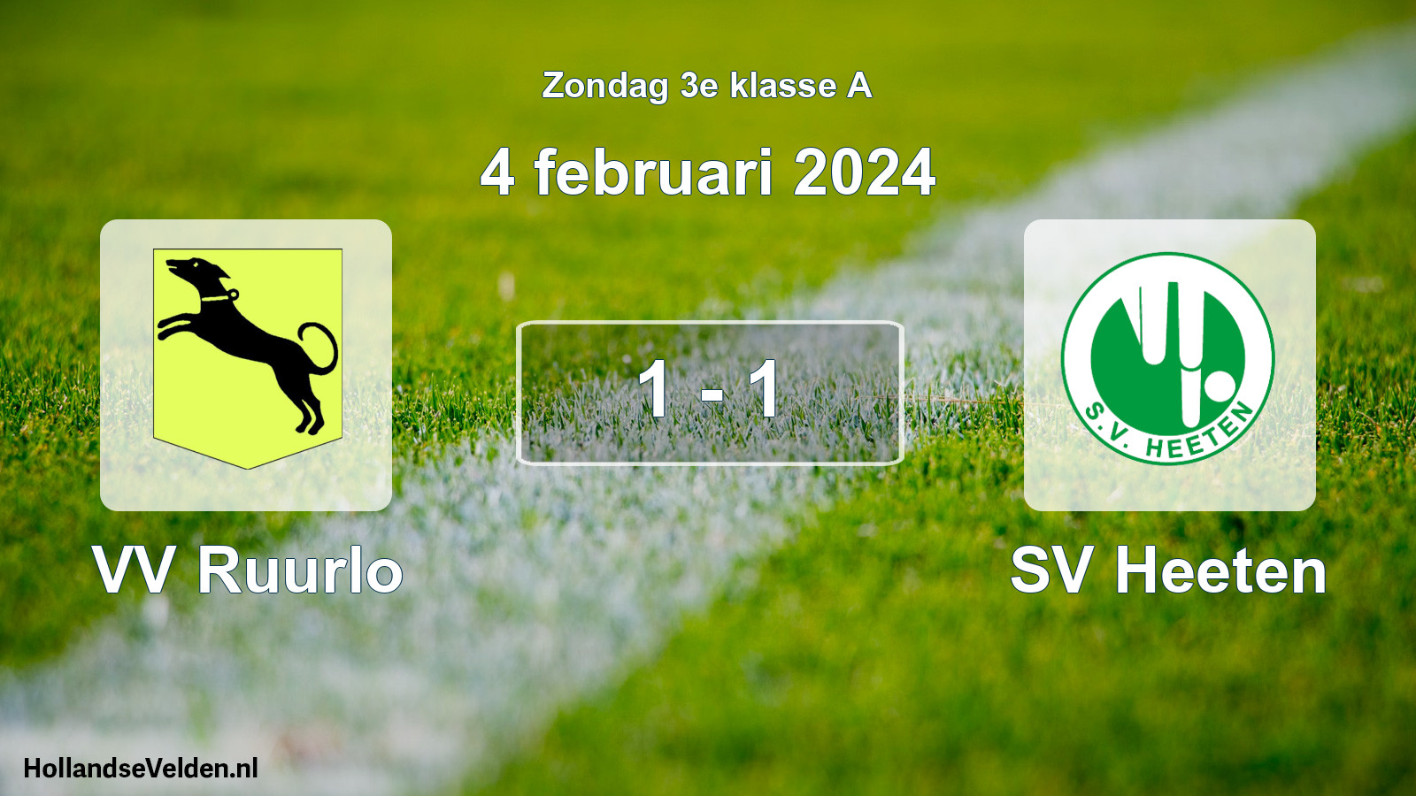 Total number of matches played: VV Ruurlo - SV Heeten 1 - 1 (4 February 2024)
