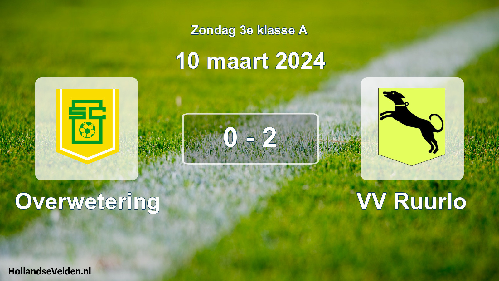 Total number of matches played: Overwetering - VV Ruurlo 0 - 2 (10 March 2024)