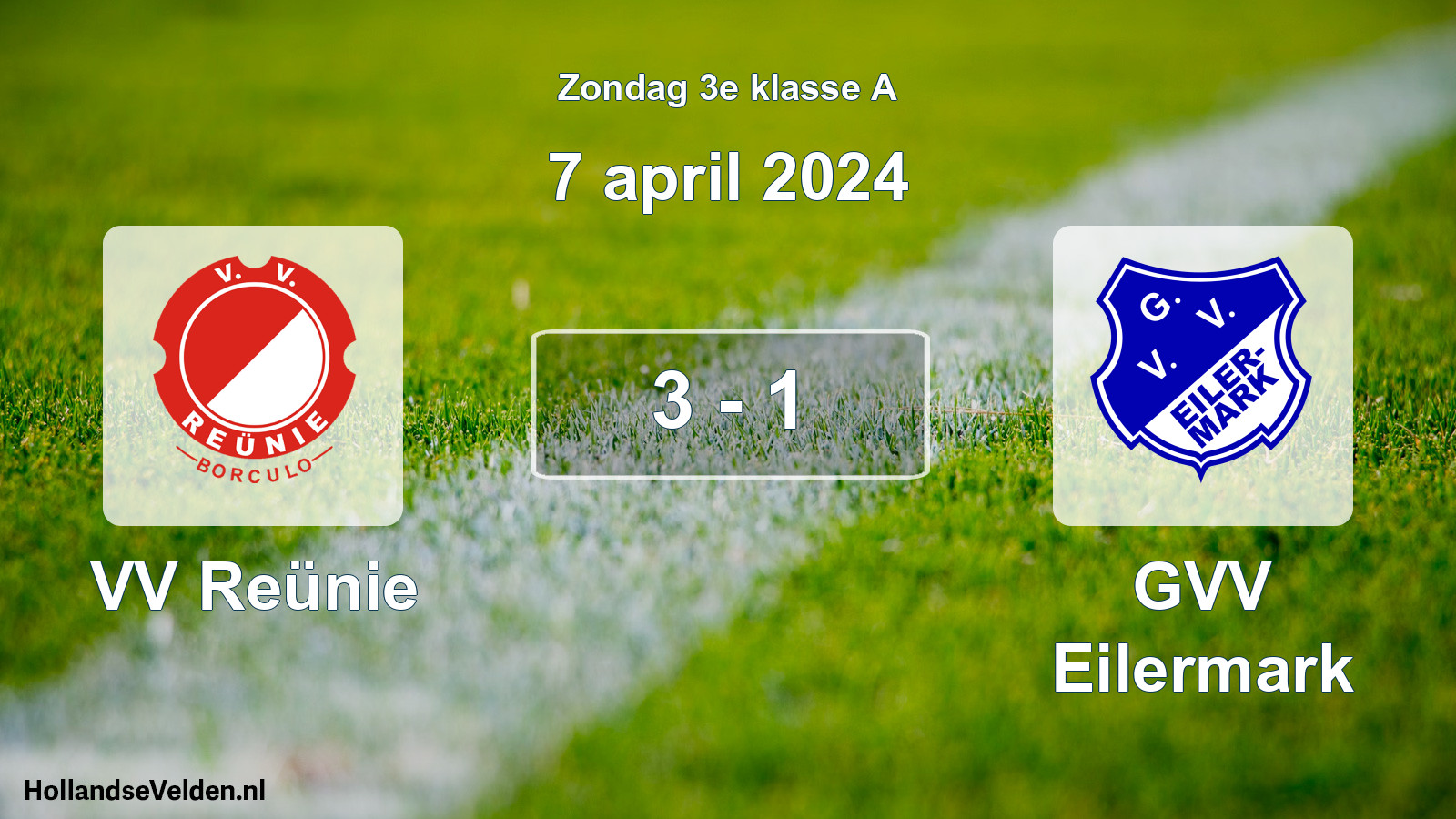 Total number of matches played: VV Reünie - GVV Eilermark 3 - 1 (7 April 2024)