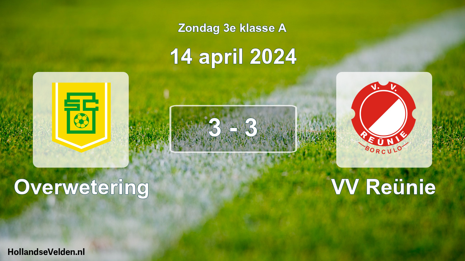 Total number of matches played: Overwetering - VV Reünie 3 - 3 (14 April 2024)