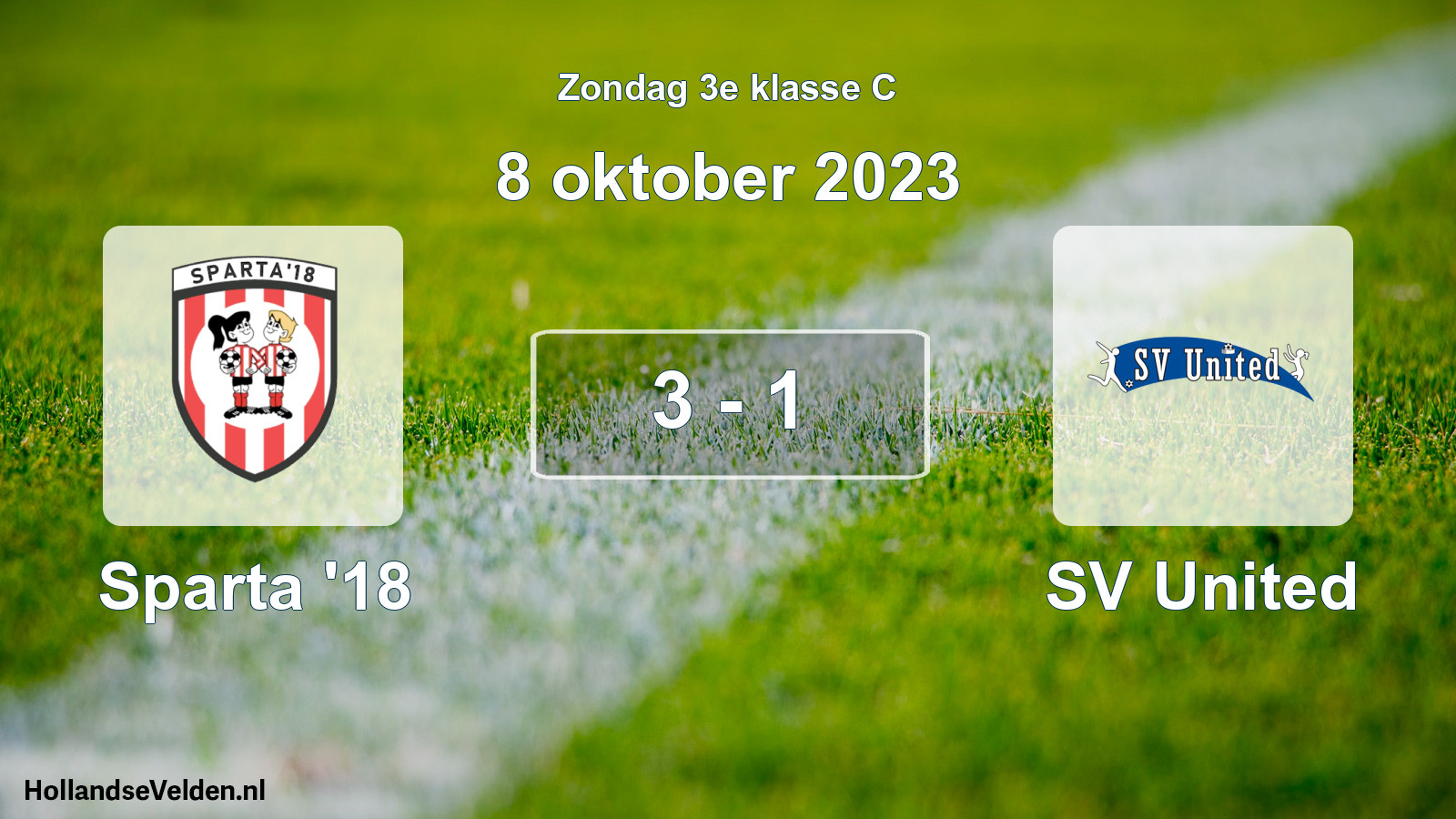 Total number of matches played: Sparta '18 - SV United 3 - 1 (8 October 2023)