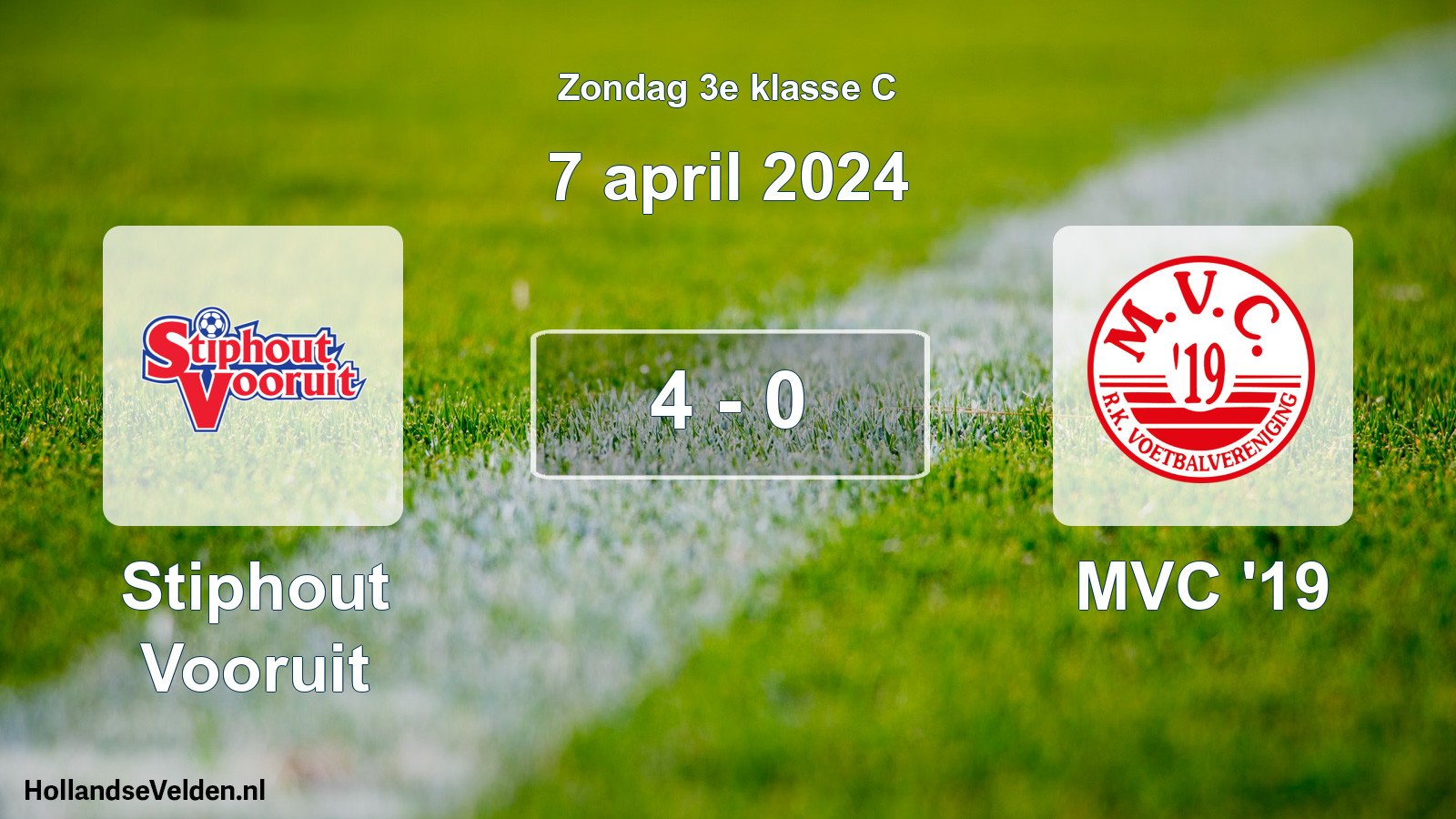 Total number of matches played: Stiphout Vooruit - MVC '19 4 - 0 (7 April 2024)