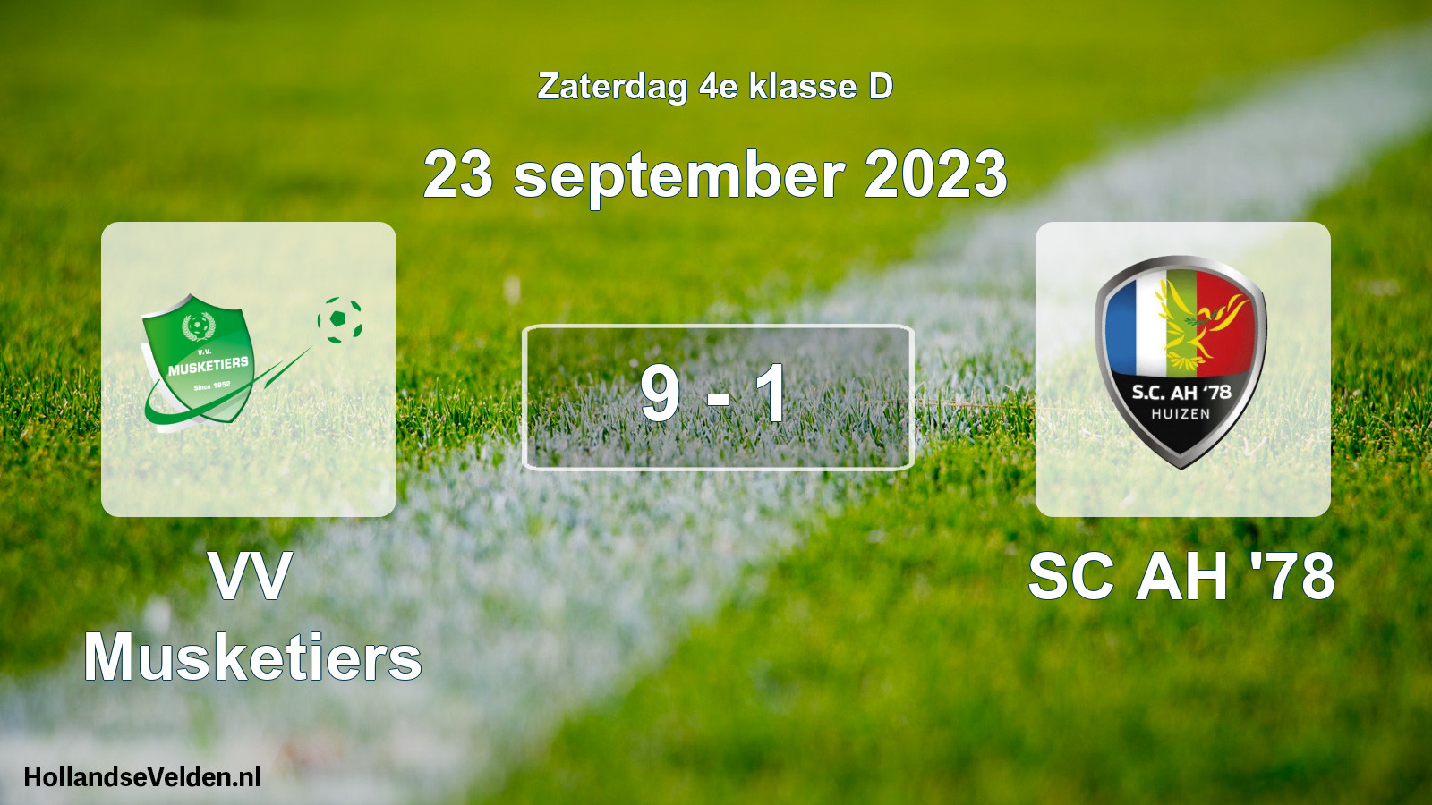 Total number of matches played: VV Musketiers - SC AH '78 9 - 1 (23 September 2023)