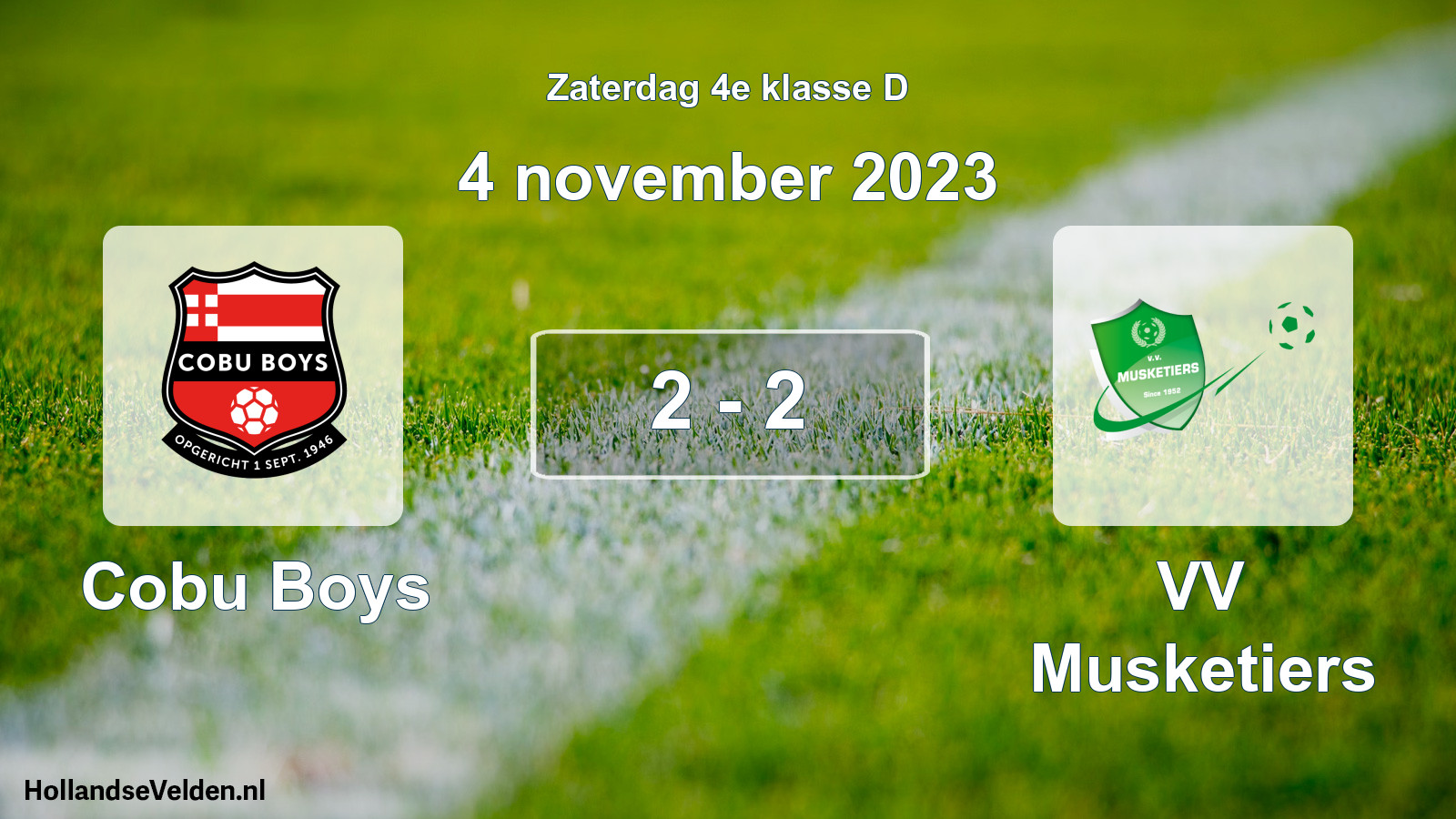 Total number of matches played: Cobu Boys - VV Musketiers 2 - 2 (4 November 2023)