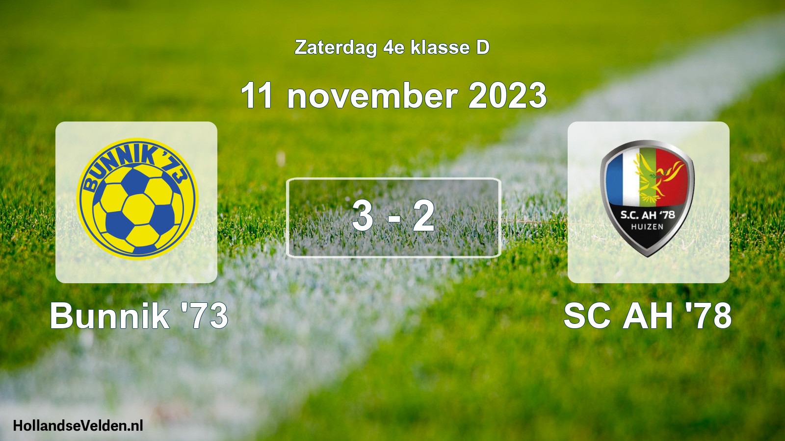 Total number of matches played: Bunnik '73 - SC AH '78 3 - 2 (11 November 2023)