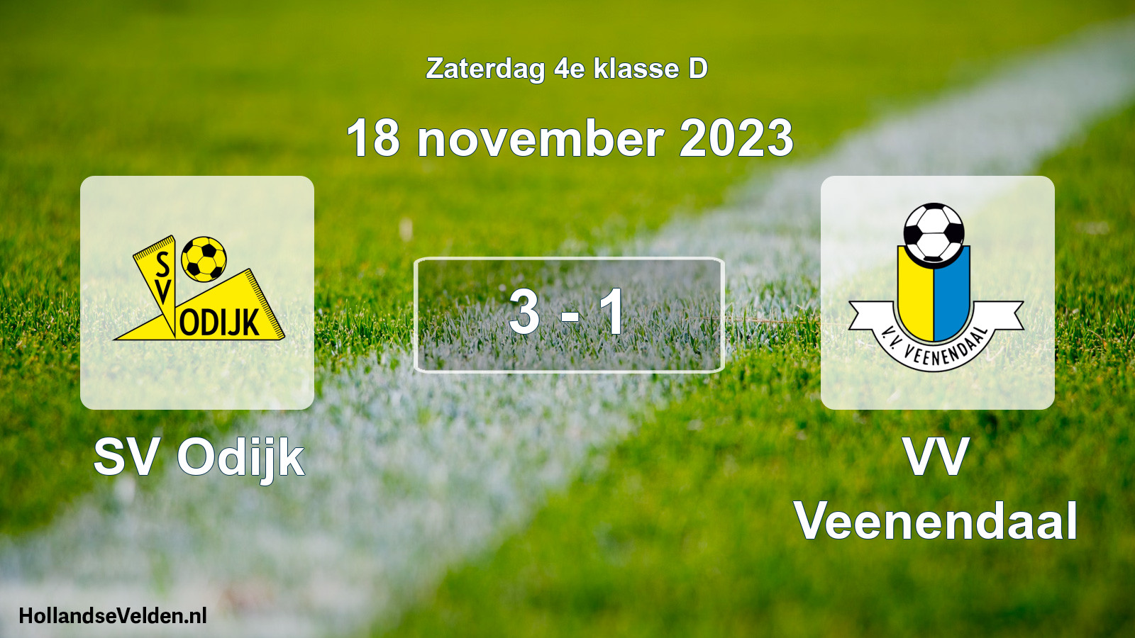 Total number of matches played: SV Odijk - VV Veenendaal 3 - 1 (18 November 2023)