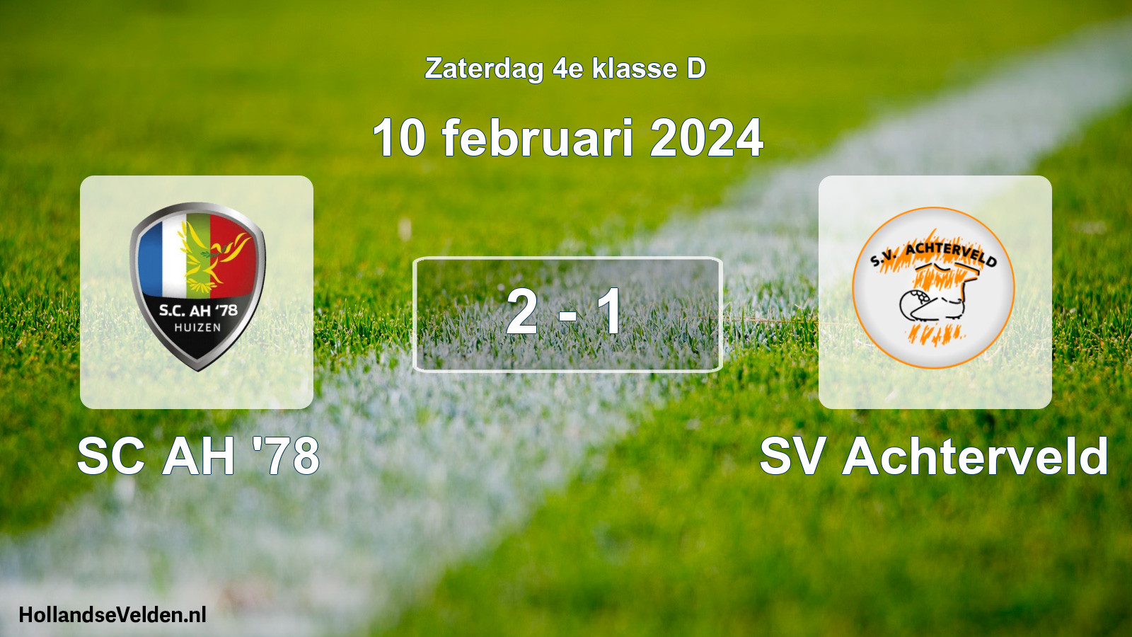 Total number of matches played: SC AH '78 - SV Achterveld 2 - 1 (10 February 2024)