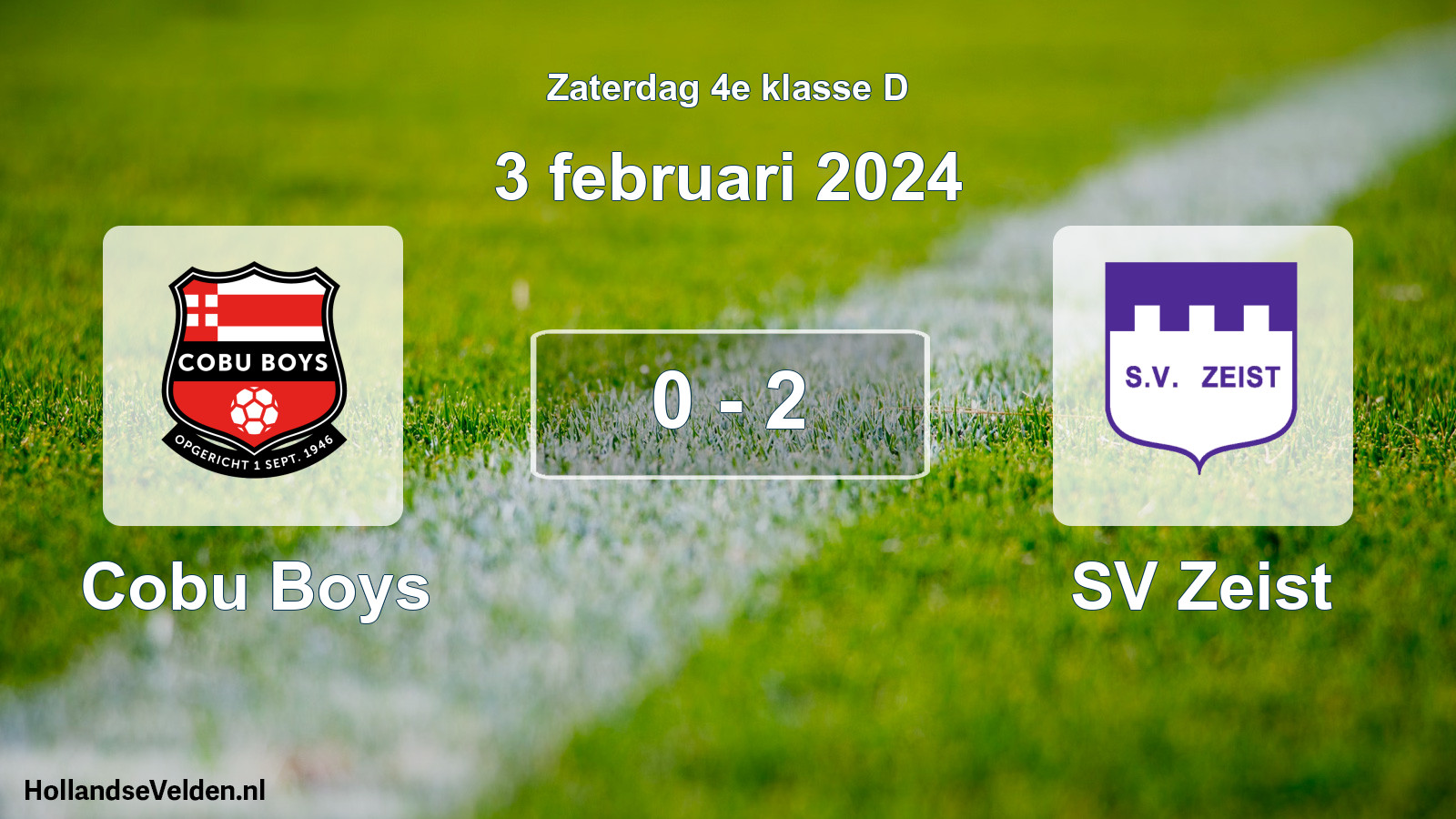 Total number of matches played: Cobu Boys - SV Zeist 0 - 2 (3 February 2024)