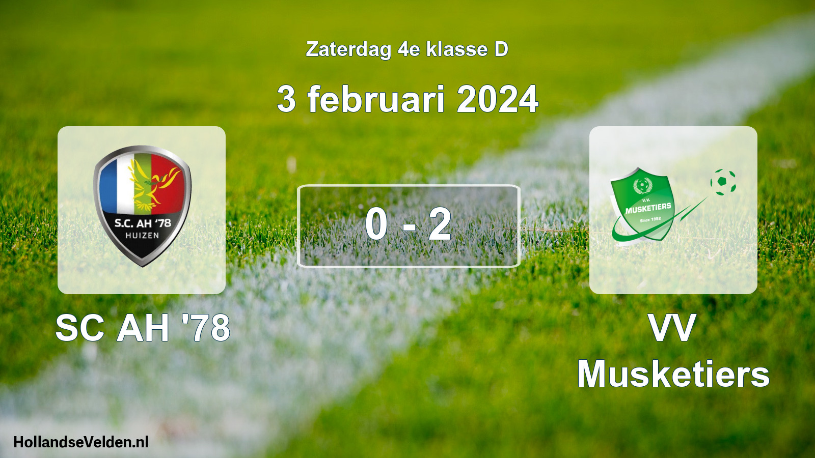 Total number of matches played: SC AH '78 - VV Musketiers 0 - 2 (3 February 2024)