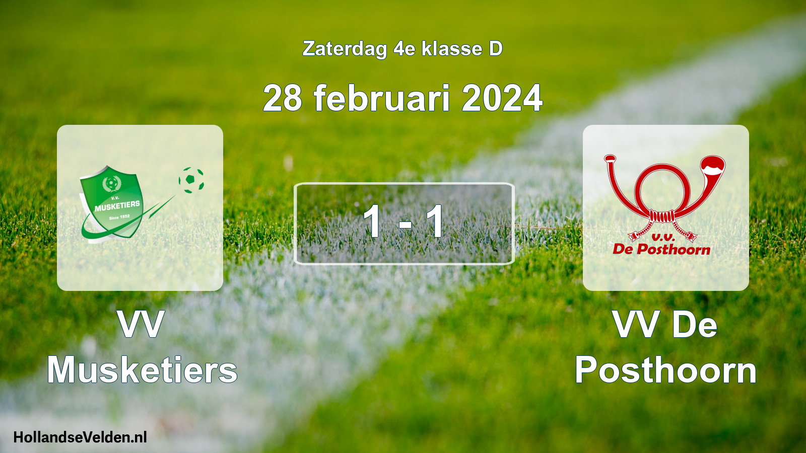 Total number of matches played: VV Musketiers - VV De Posthoorn 1 - 1 (28 February 2024)