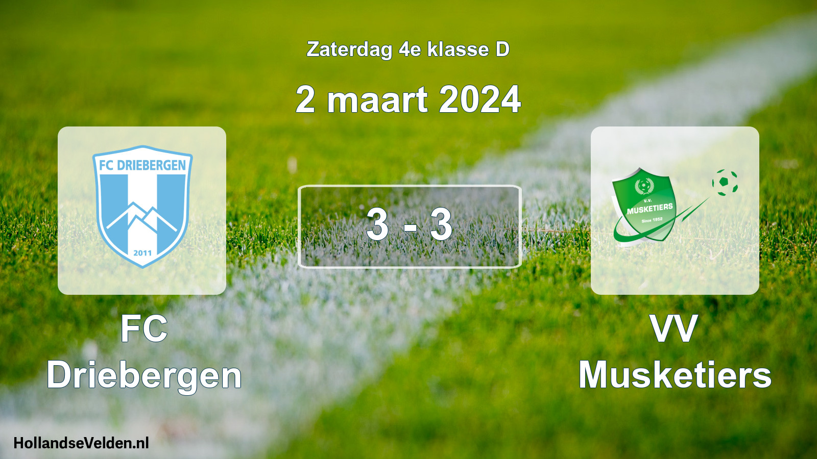 Total number of matches played: FC Driebergen - VV Musketiers 3 - 3 (2 March 2024)