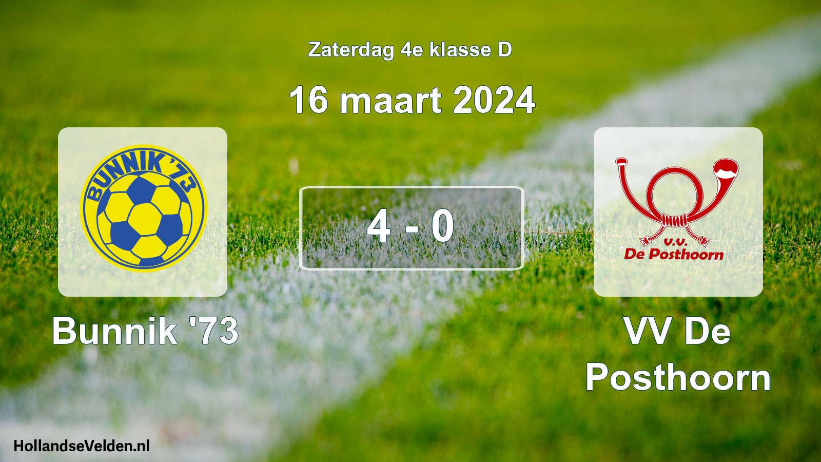 Total number of matches played: Bunnik '73 - VV De Posthoorn 4 - 0 (16 March 2024)