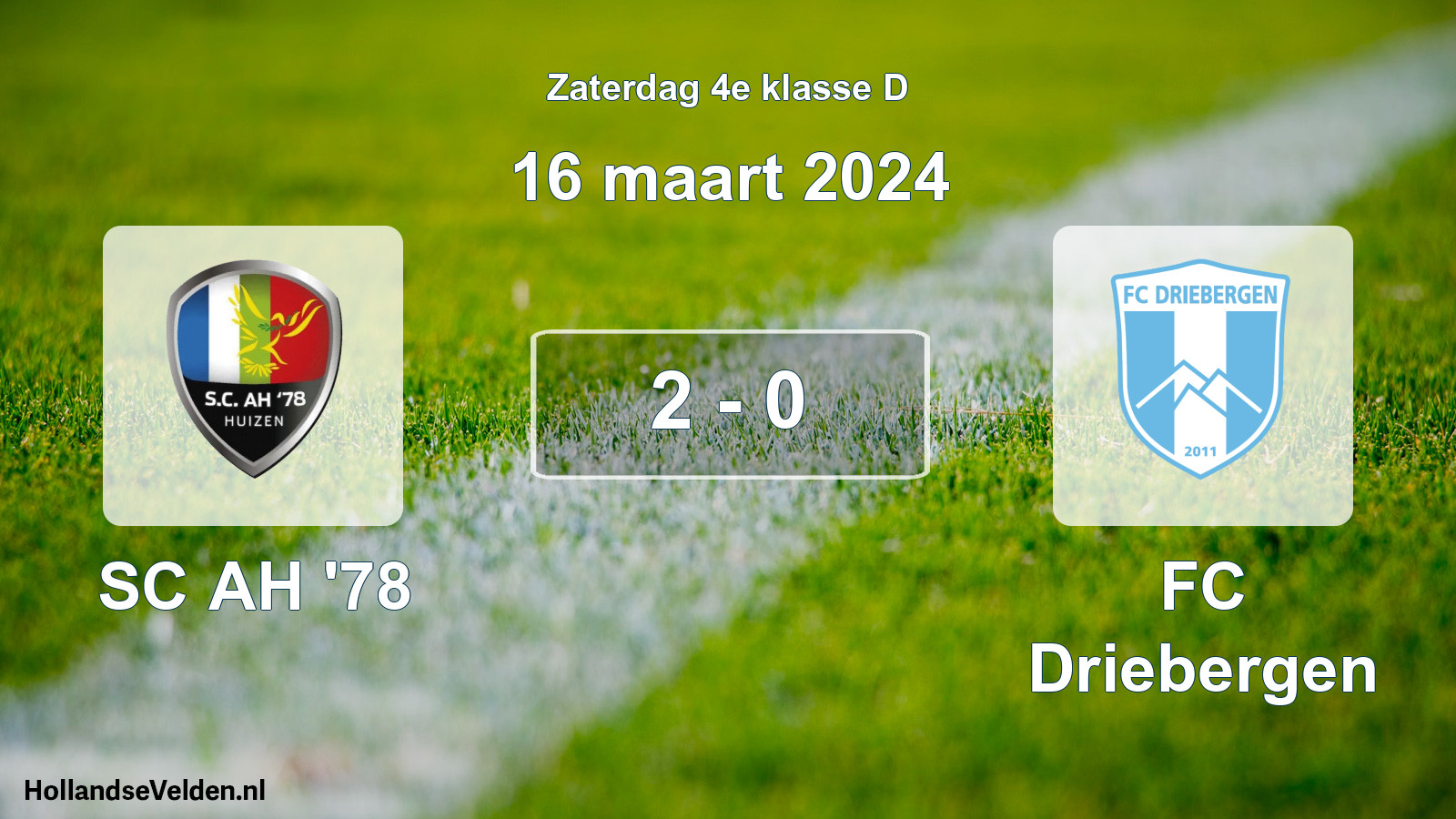 Total number of matches played: SC AH '78 - FC Driebergen 2 - 0 (16 March 2024)