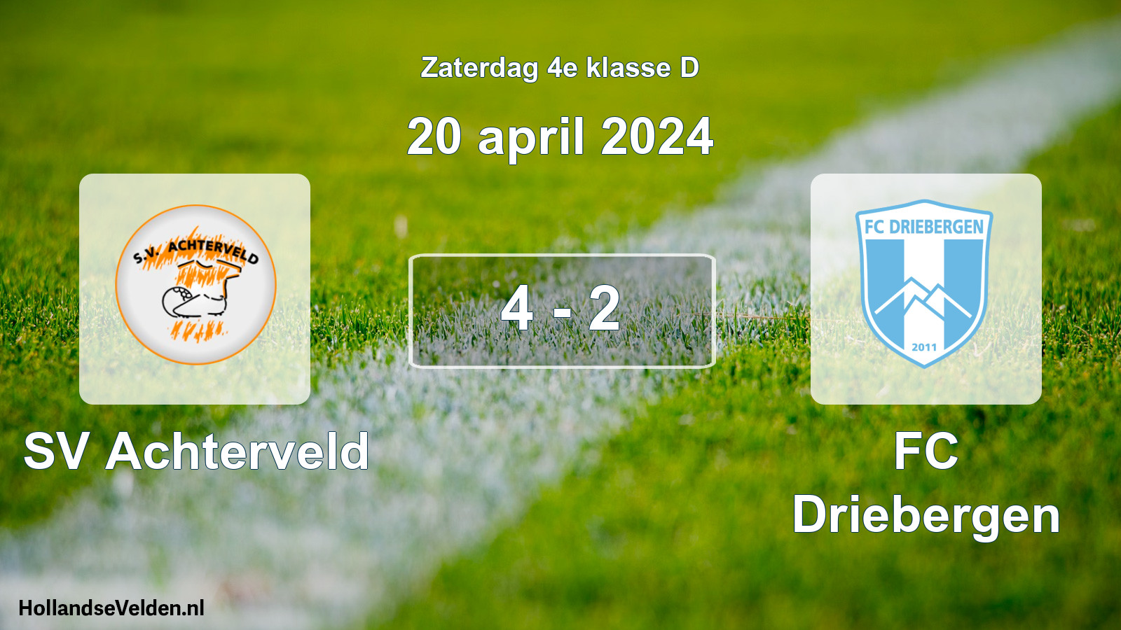 Total number of matches played: SV Achterveld - FC Driebergen 4 - 2 (20 April 2024)