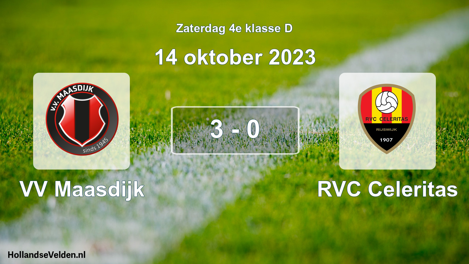 Total number of matches played: VV Maasdijk - RVC Celeritas 3 - 0 (14 October 2023)
