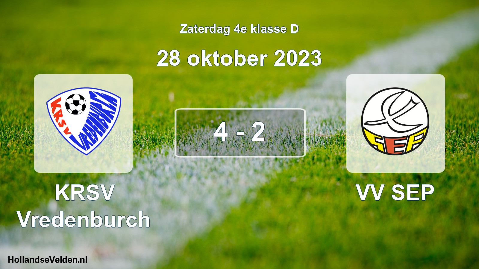 Total number of matches played: KRSV Vredenburch - VV SEP 4 - 2 (28 October 2023)