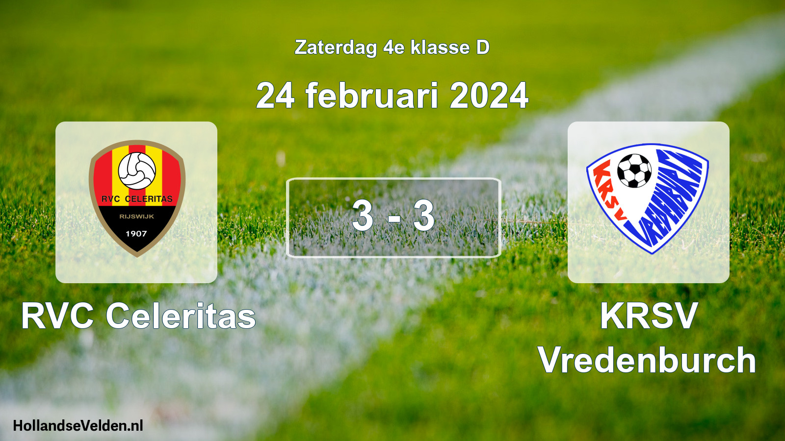 Total number of matches played: RVC Celeritas - KRSV Vredenburch 3 - 3 (24 February 2024)