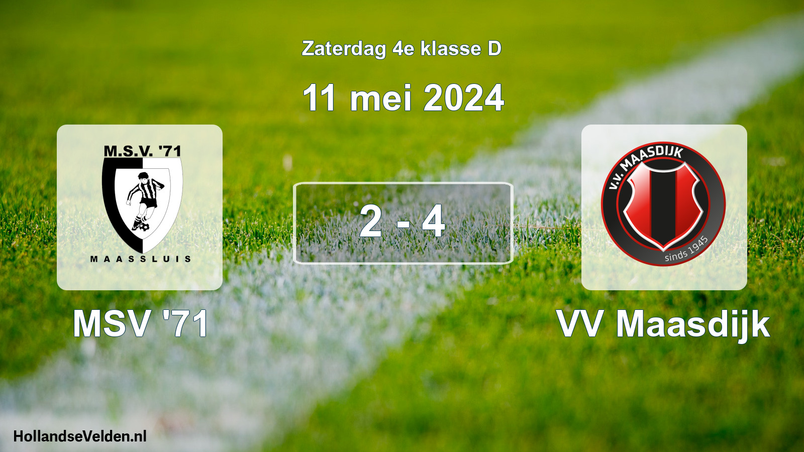 Total number of matches played: MSV '71 - VV Maasdijk 2 - 4 (11 May 2024)