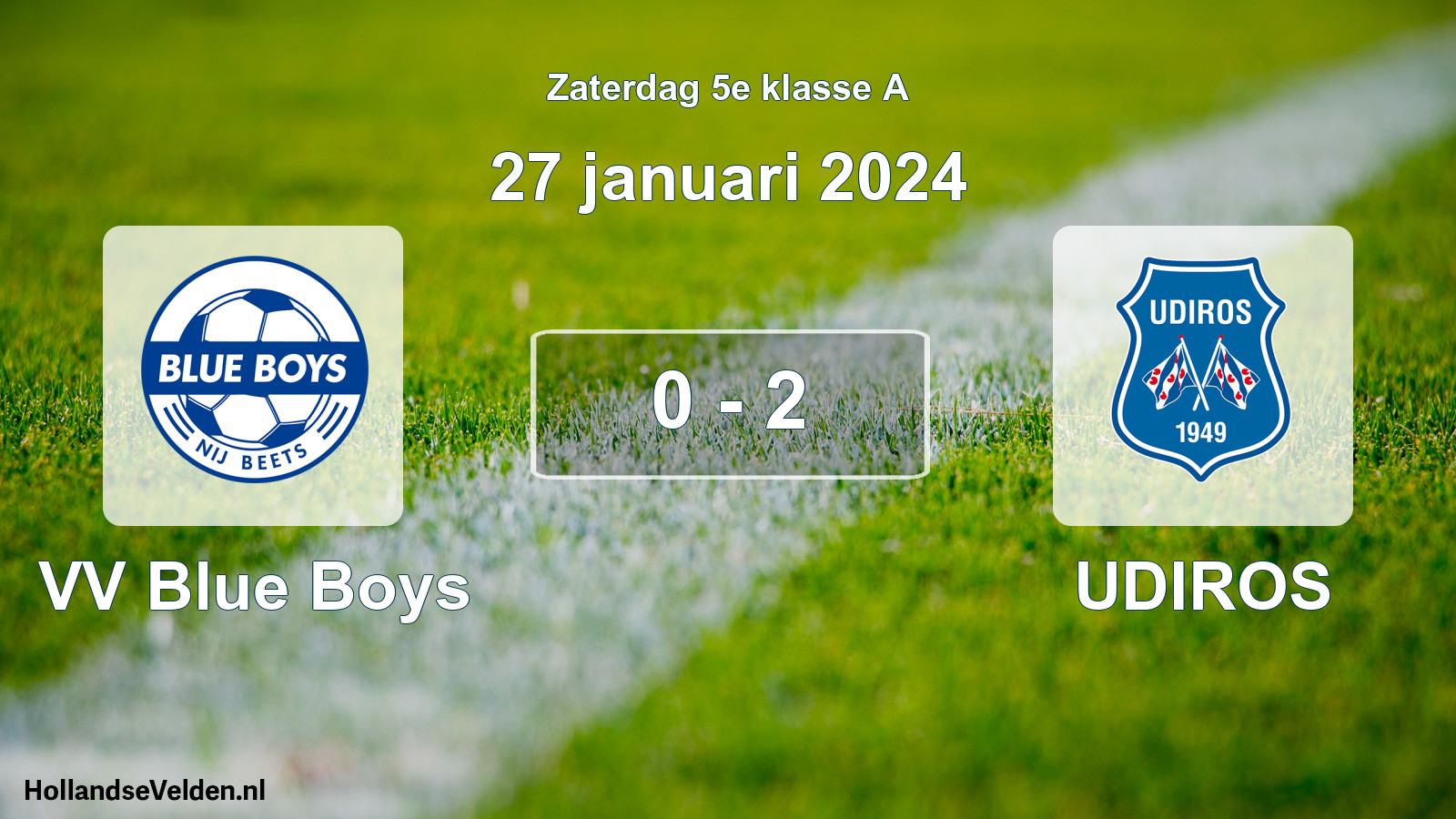 Total number of matches played: VV Blue Boys - UDIROS 0 - 2 (27 January 2024)