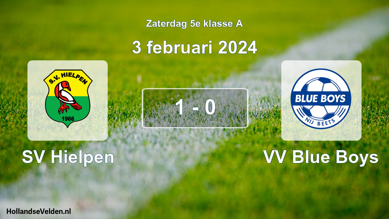 Total number of matches played: SV Hielpen - VV Blue Boys 1 - 0 (3 February 2024)