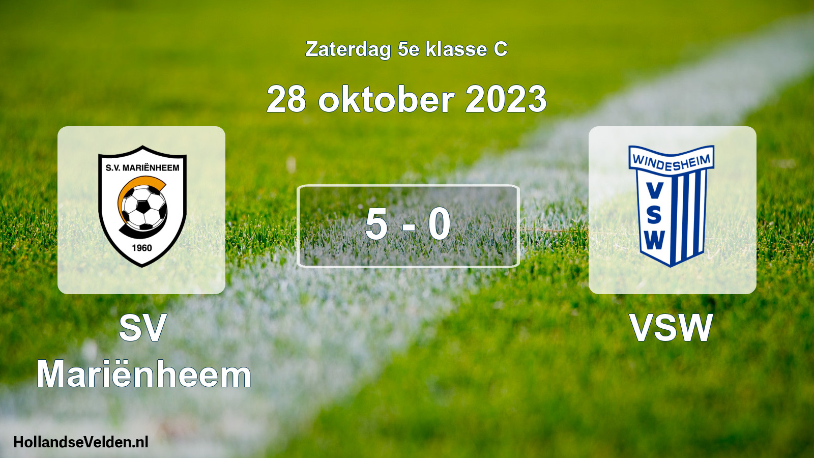 Total number of matches played: SV Mariënheem - VSW 5 - 0 (28 October 2023)