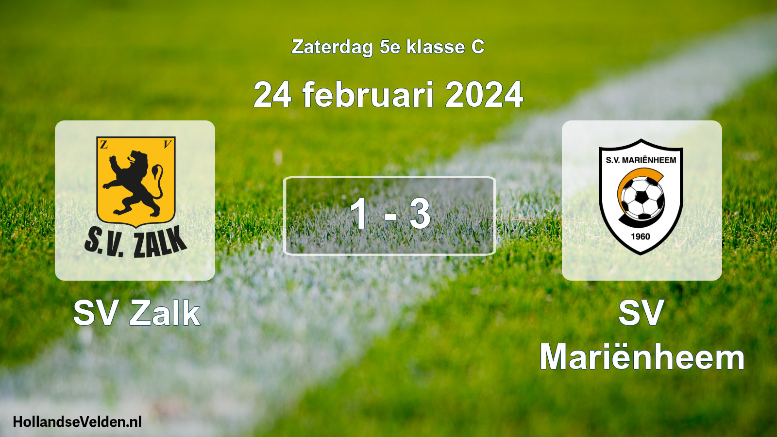 Total number of matches played: SV Zalk - SV Mariënheem 1 - 3 (24 February 2024)