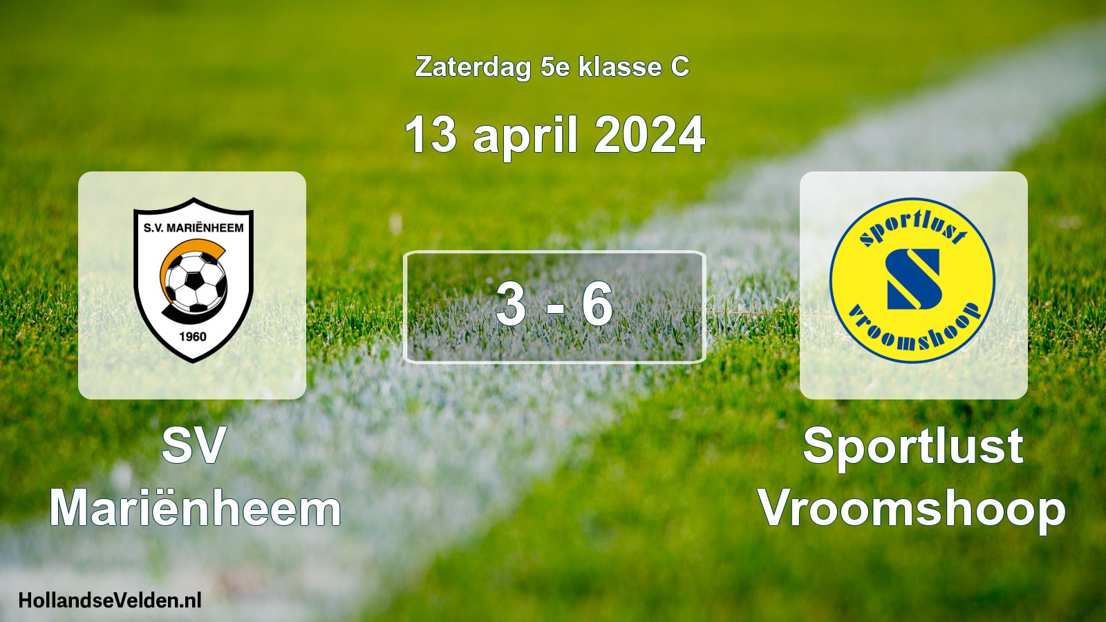 Total number of matches played: SV Mariënheem - Sportlust Vroomshoop 3 - 6 (13 April 2024)
