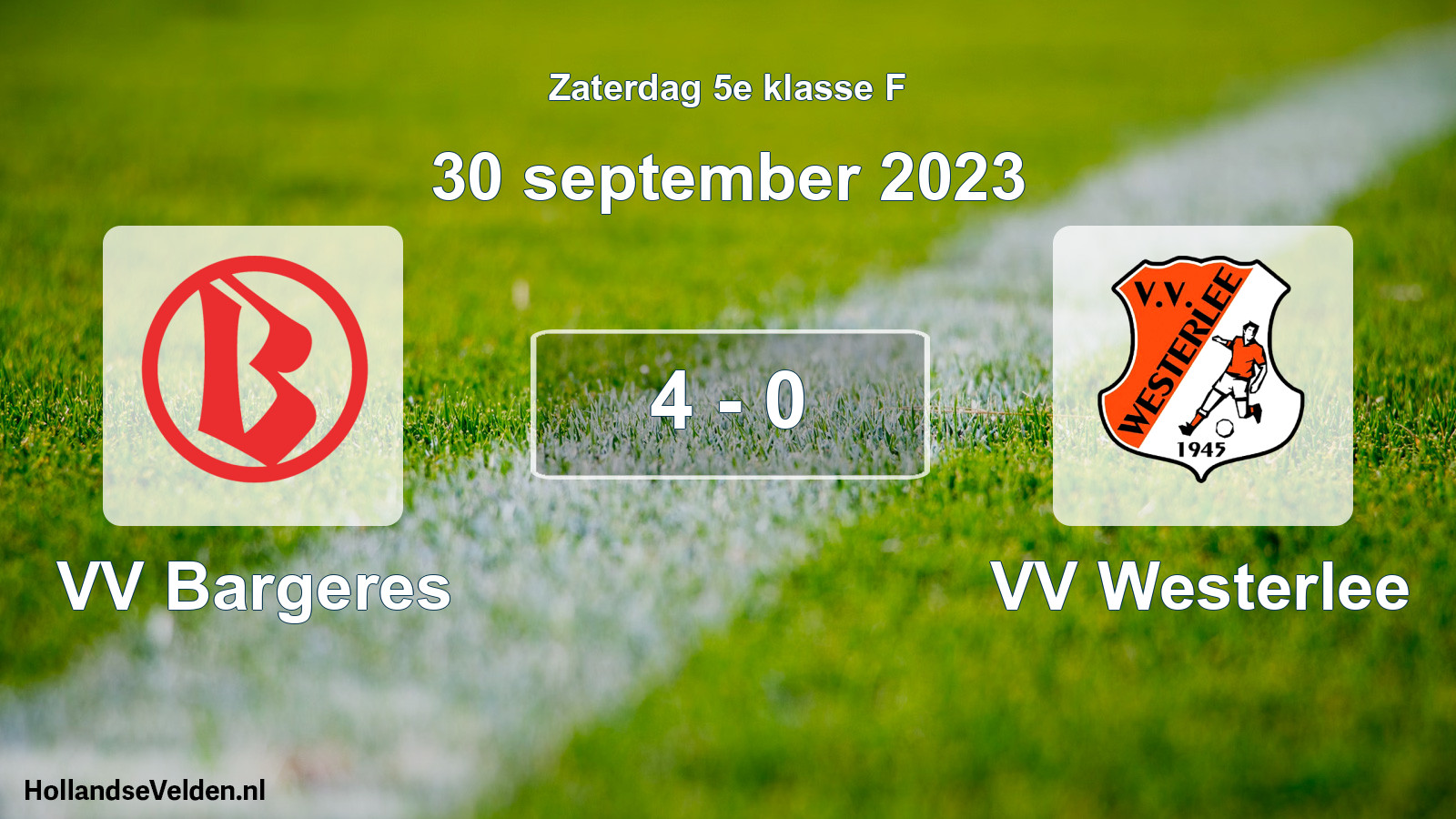 Total number of matches played: VV Bargeres - VV Westerlee 4 - 0 (30 September 2023)